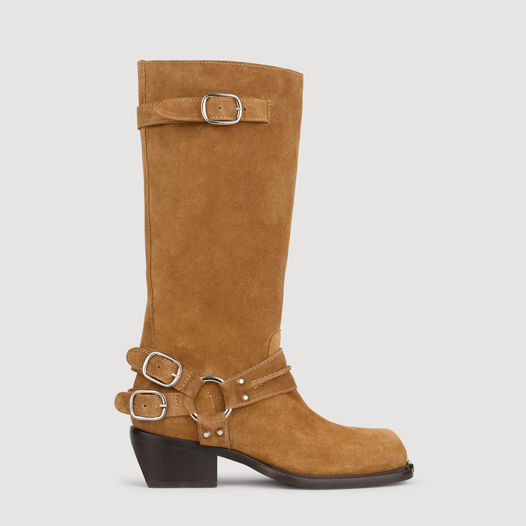 Suede buckelstövlar