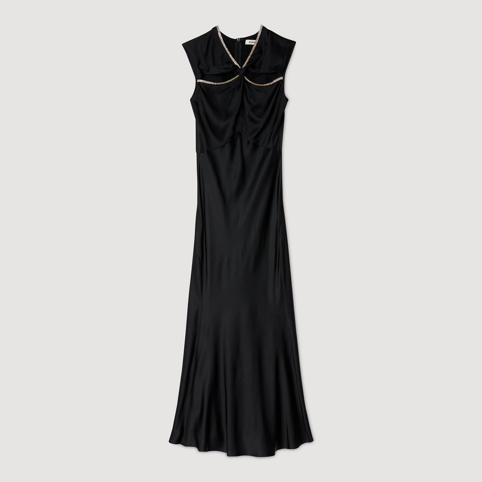 Satinmaxidress med strass