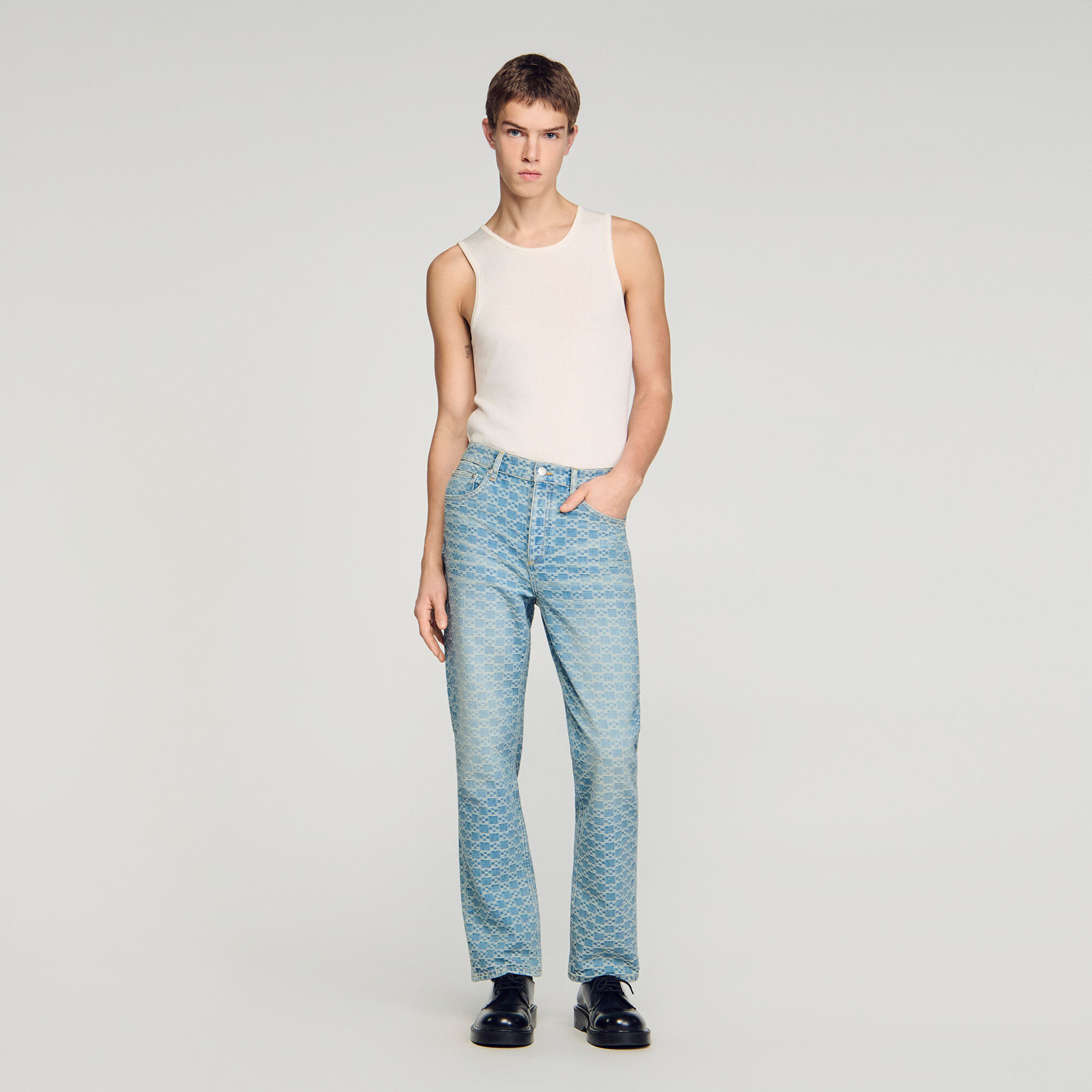 Regular-fit kvadratisk kors jeans