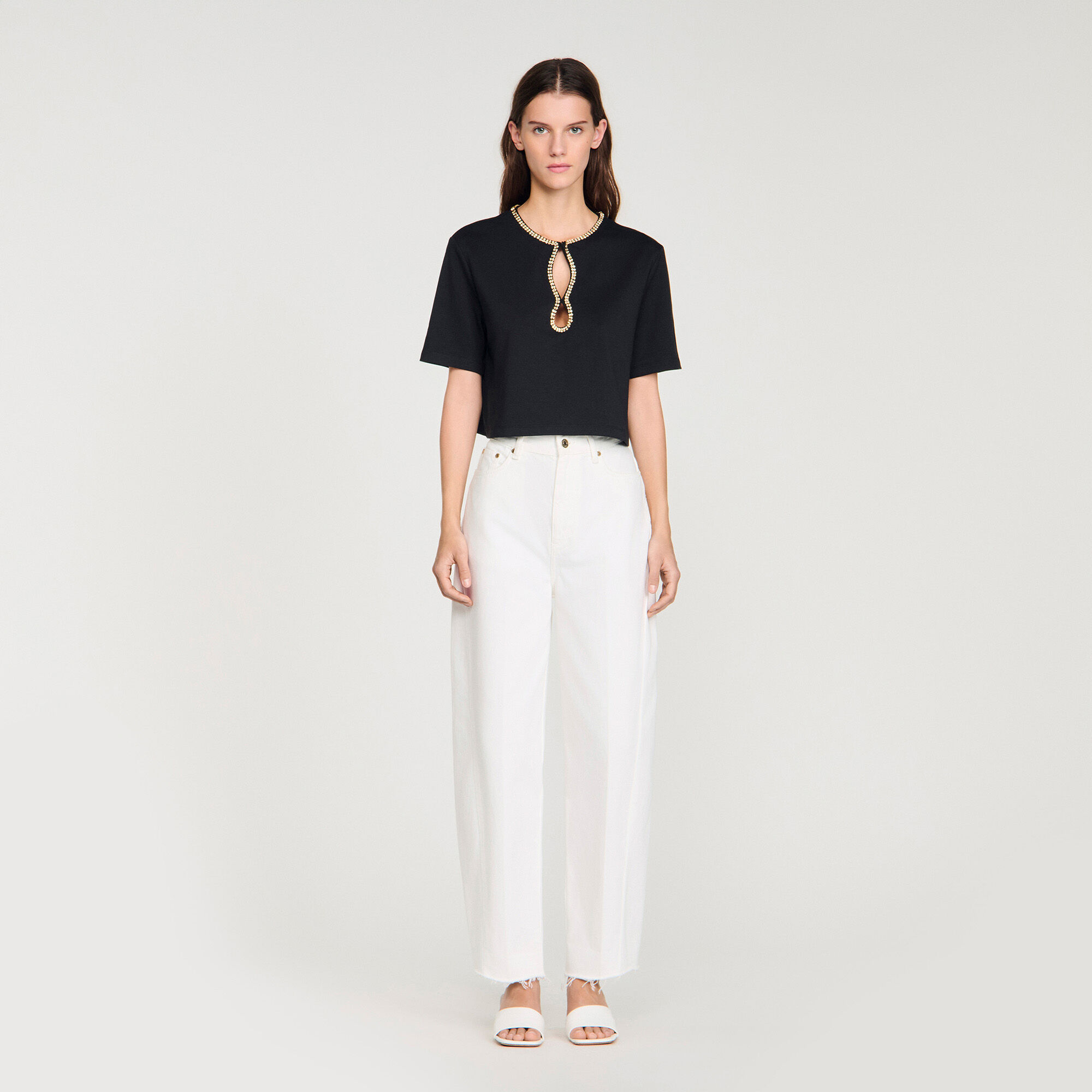 Sträckkantad T-shirt med strass