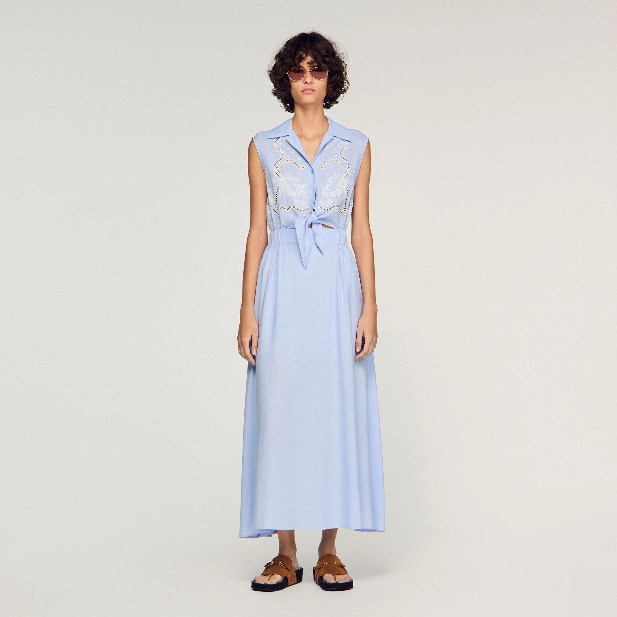 Stickad linne maxi dress