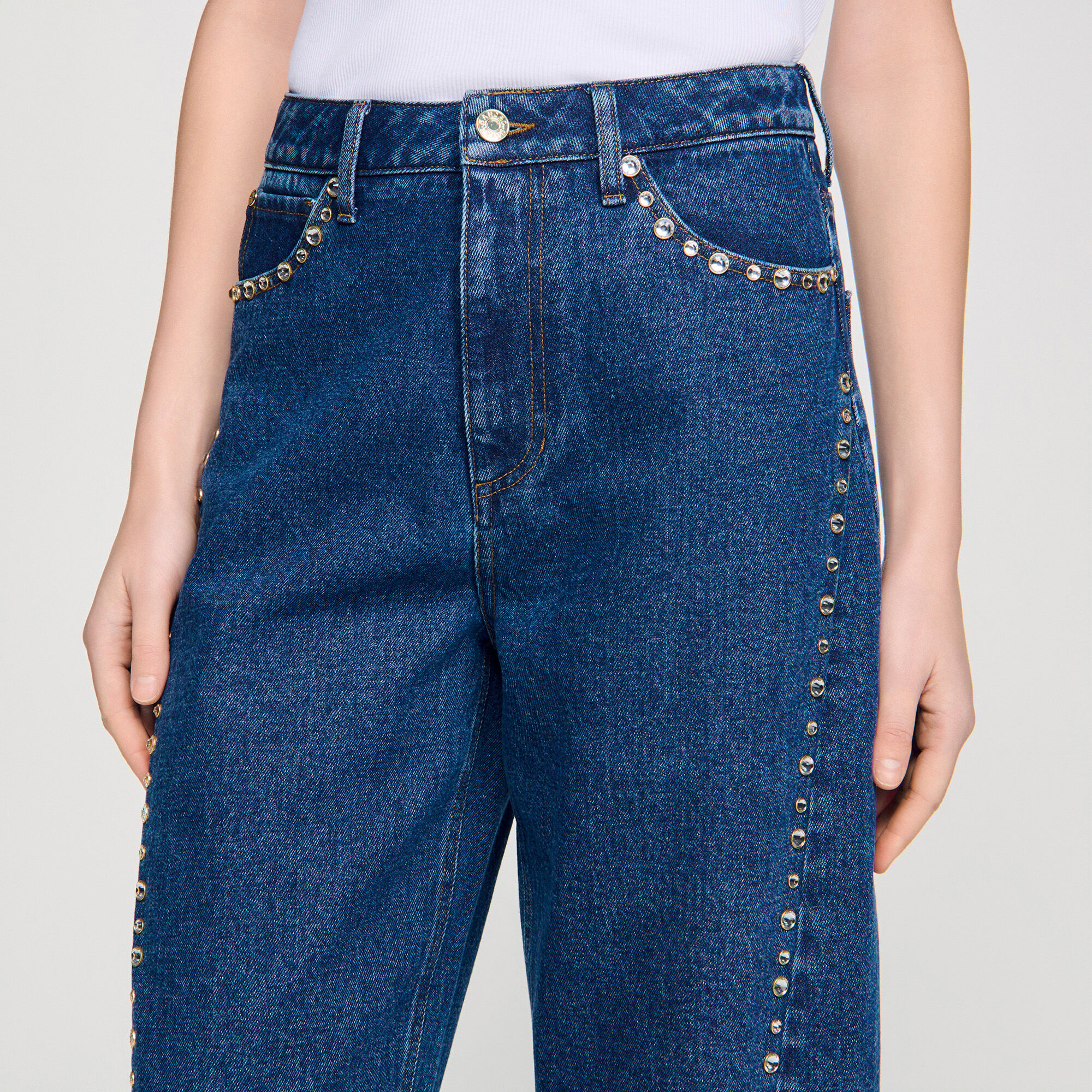Lågkantade jeans med strass