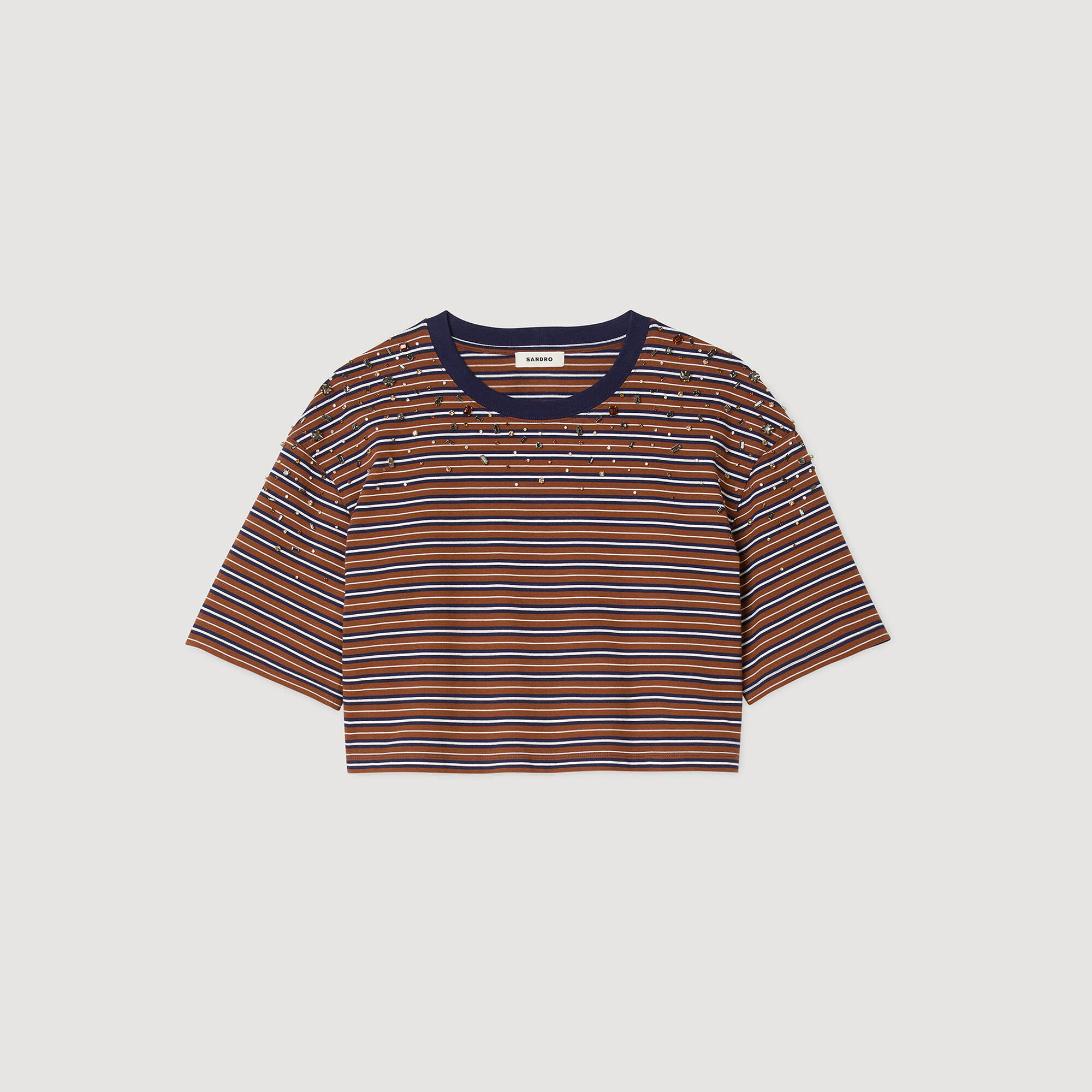 Streckad strass-T-shirt