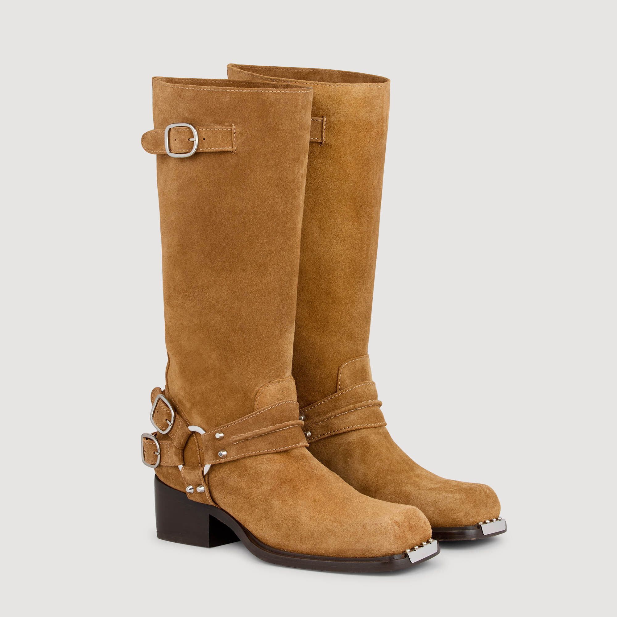 Suede buckelstövlar