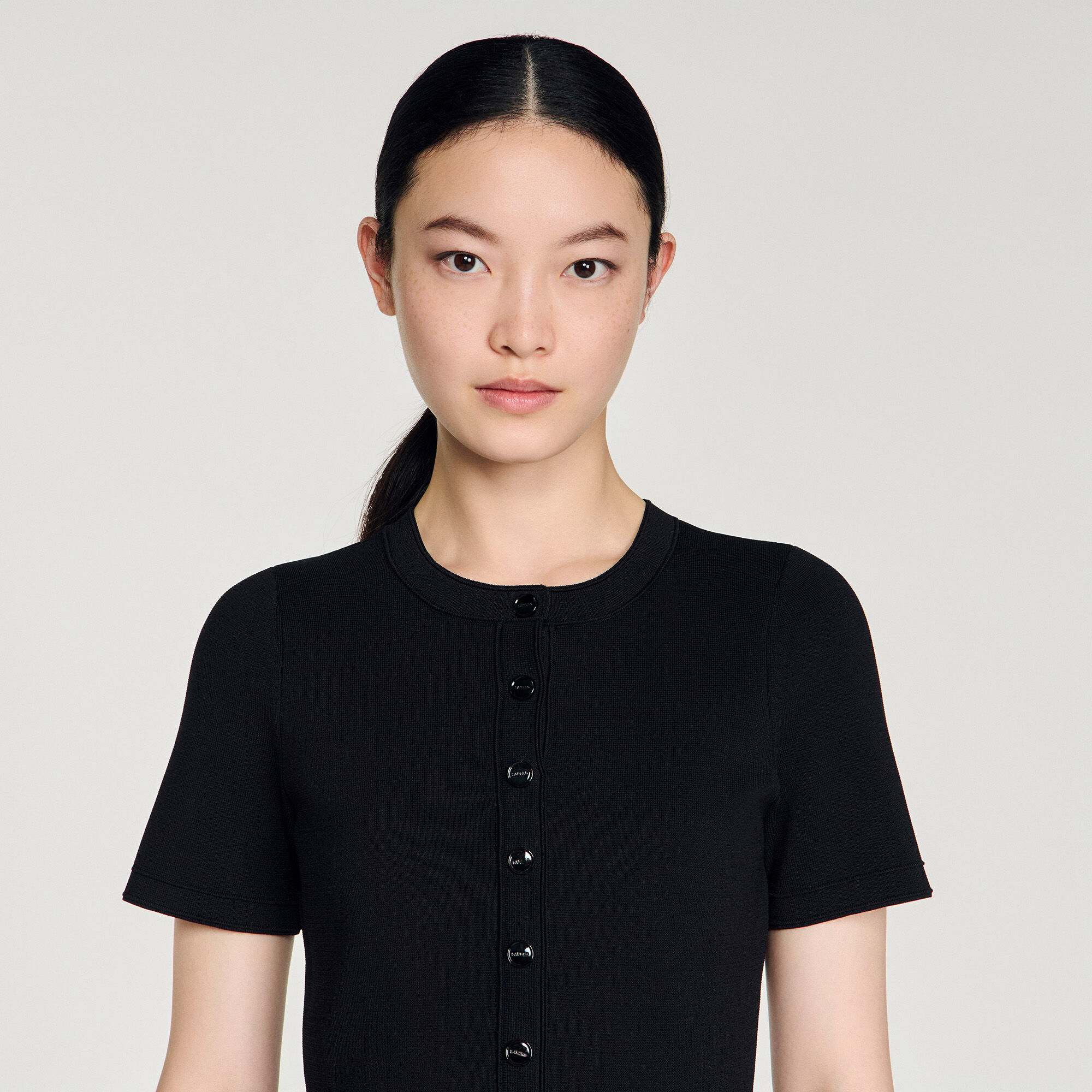 Peplum-knäppd maxirock