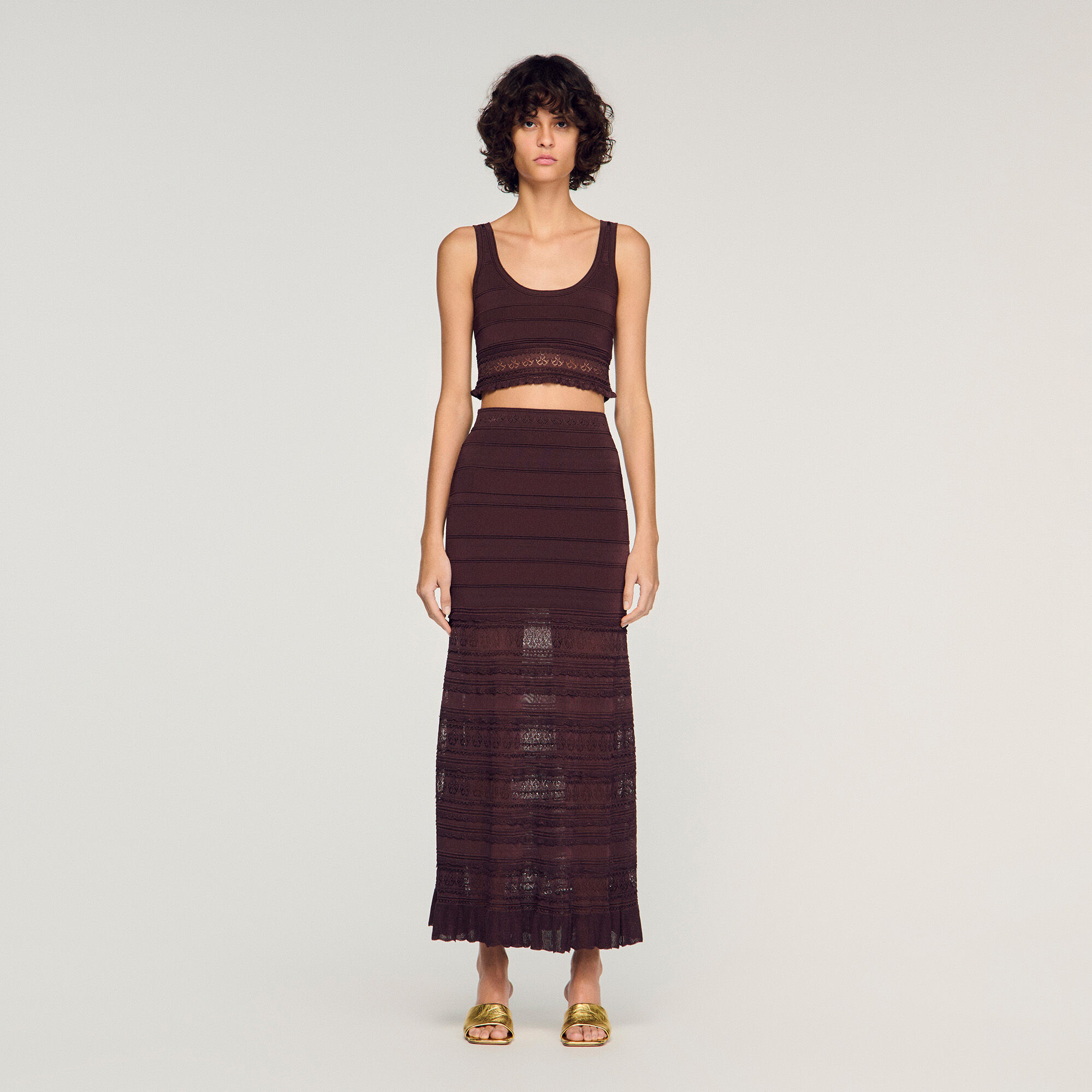 Pointelle-strumpskjorta i maxi-stil