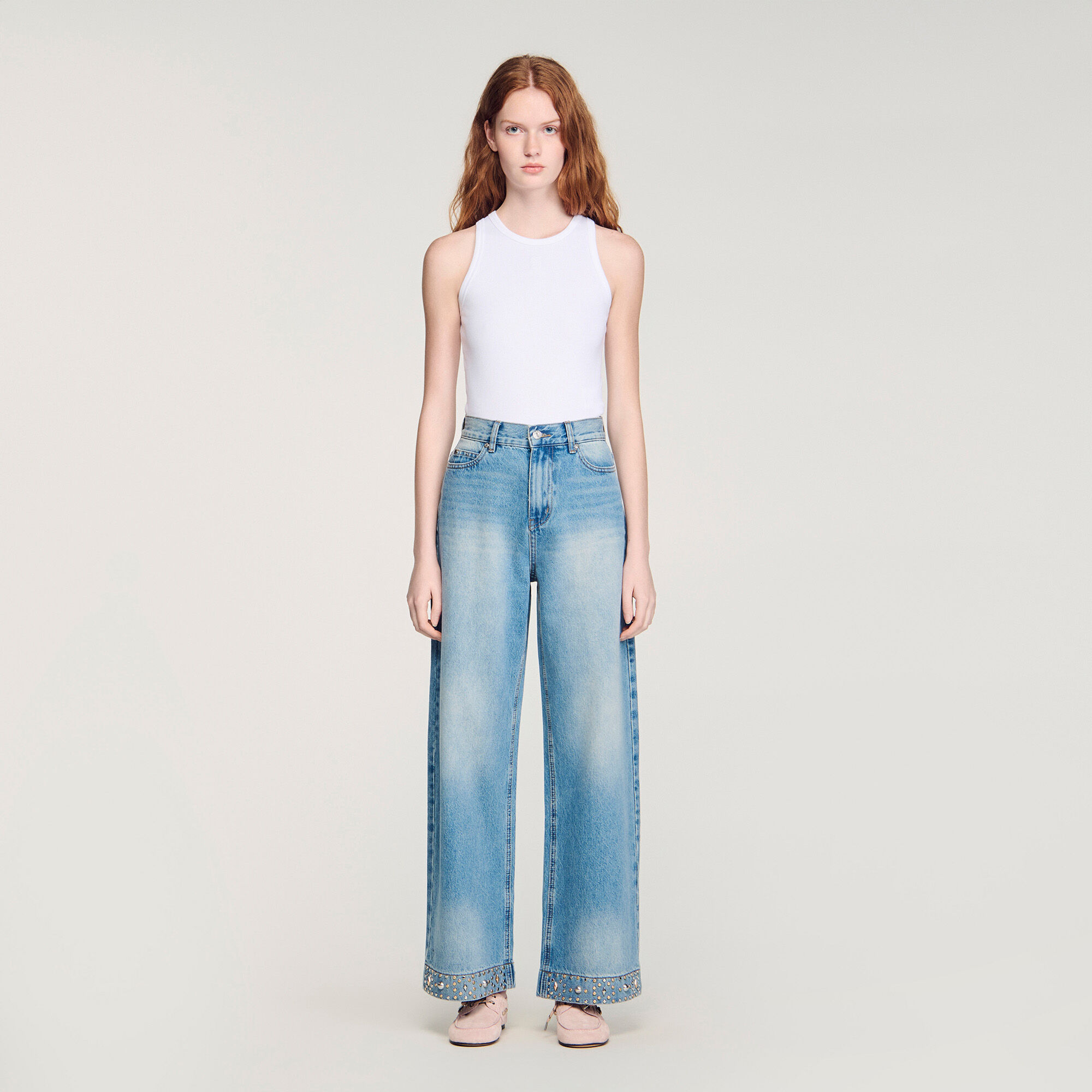 Sträckta jeans med strass