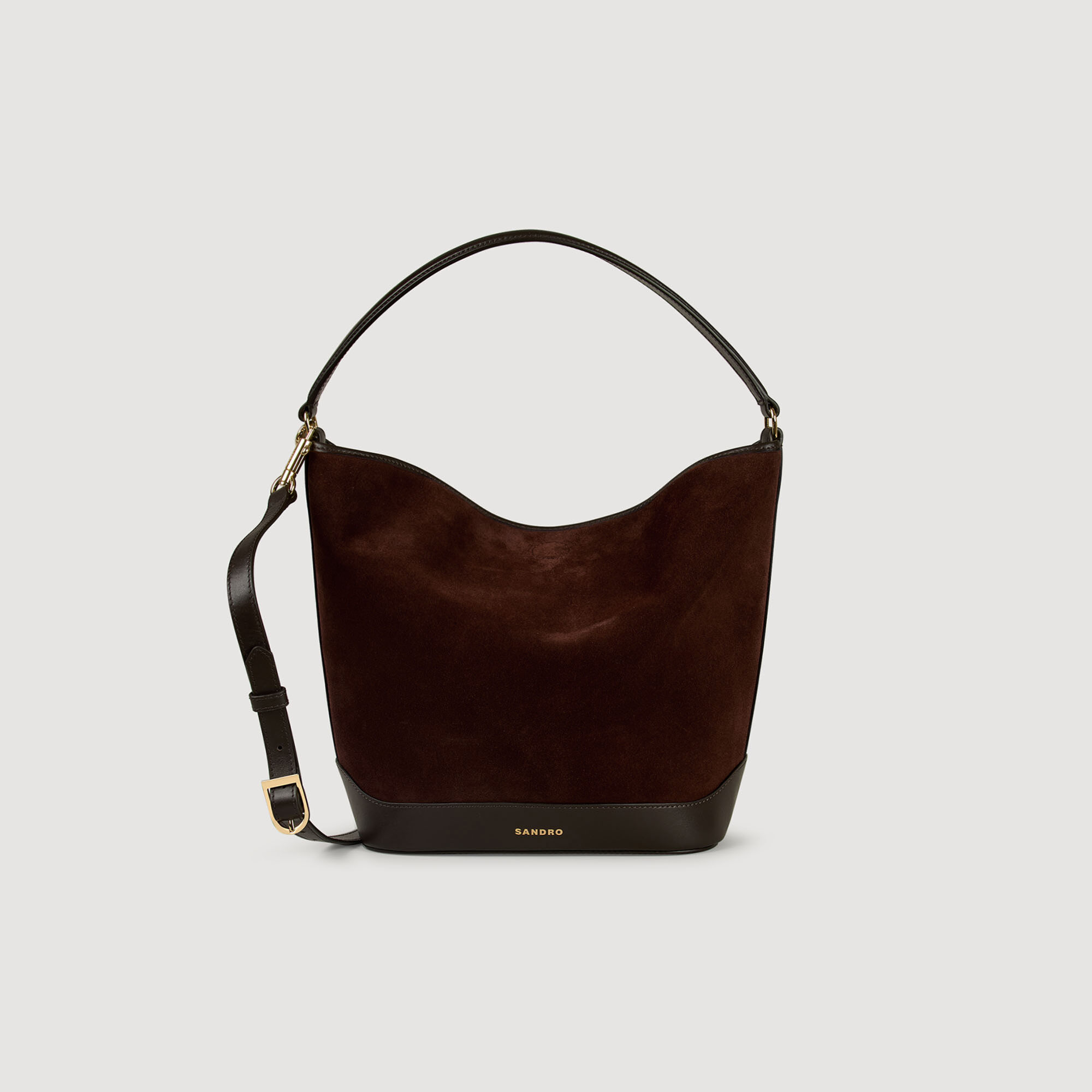 Tangoso suede- och läderbucketbag