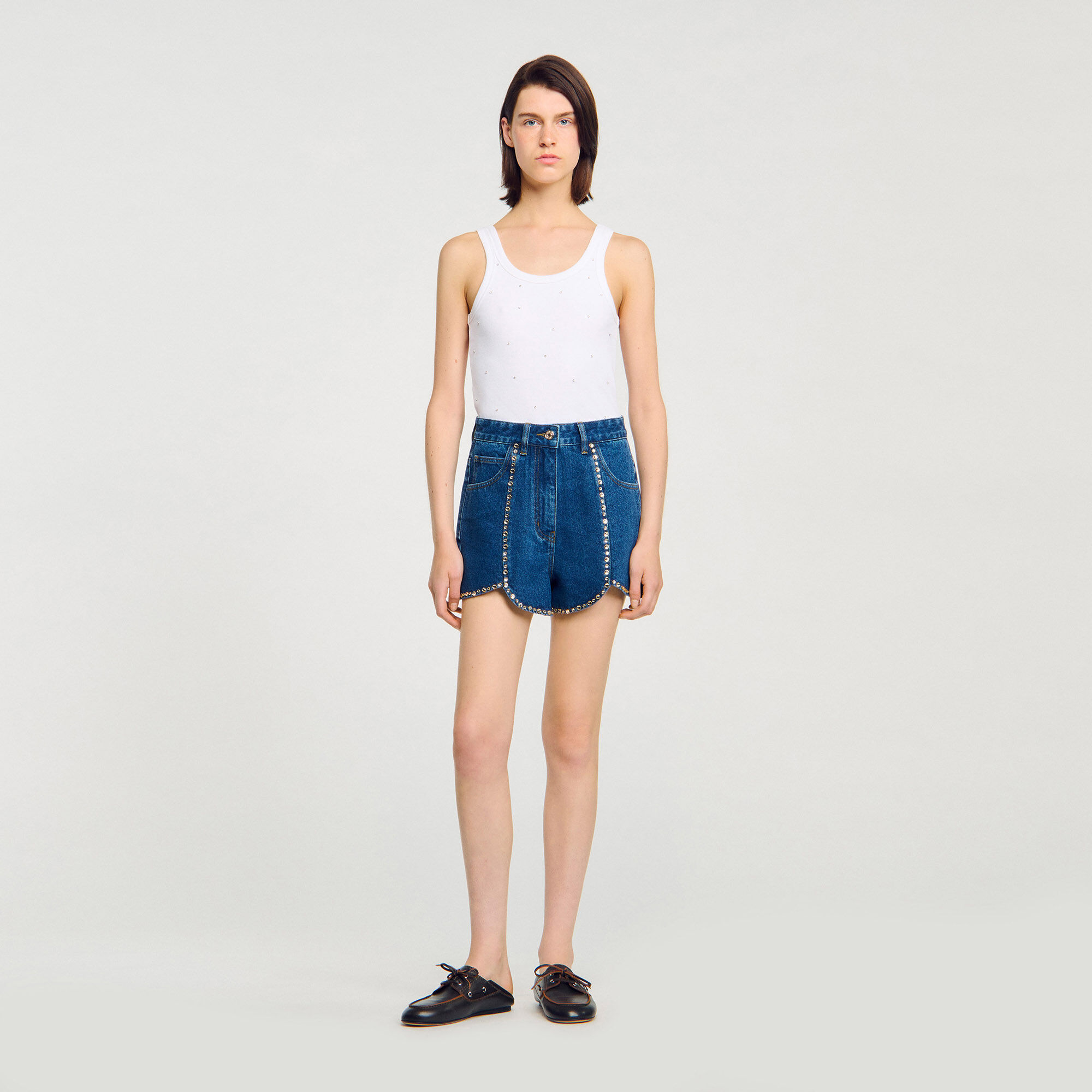Sträckande denimshorts