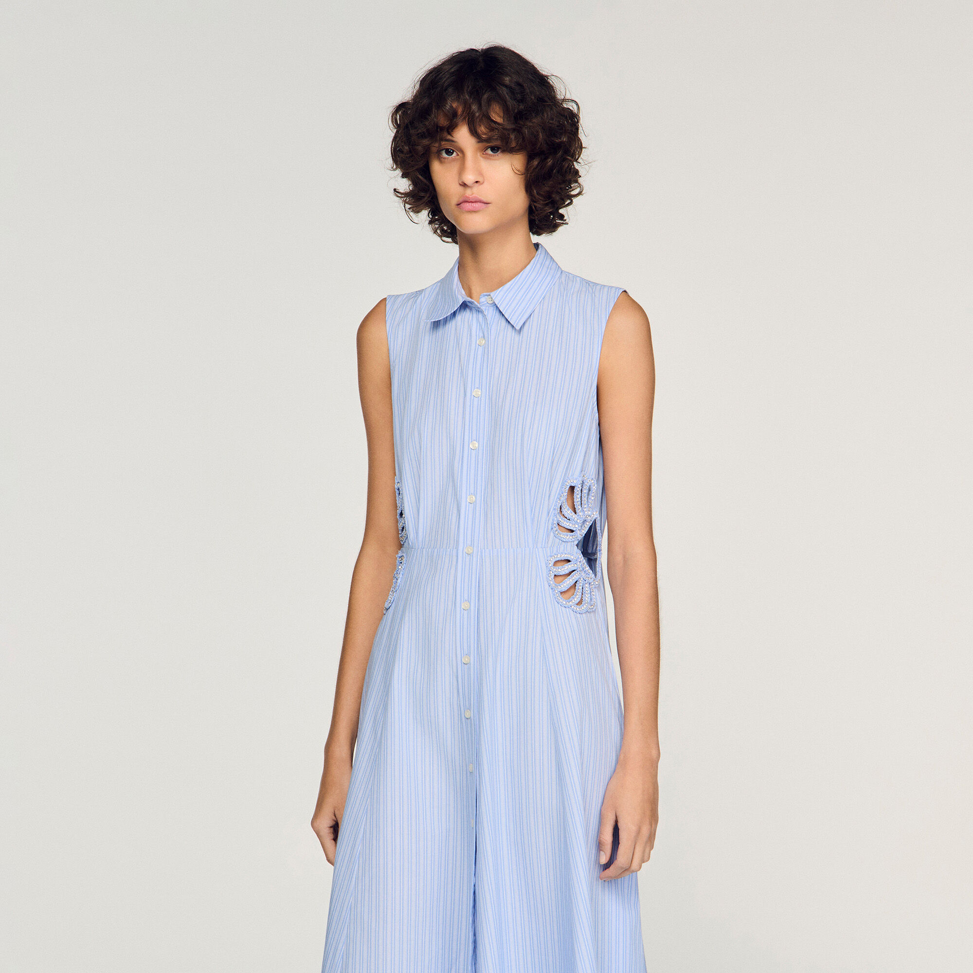 Streckad bomullsmid dress