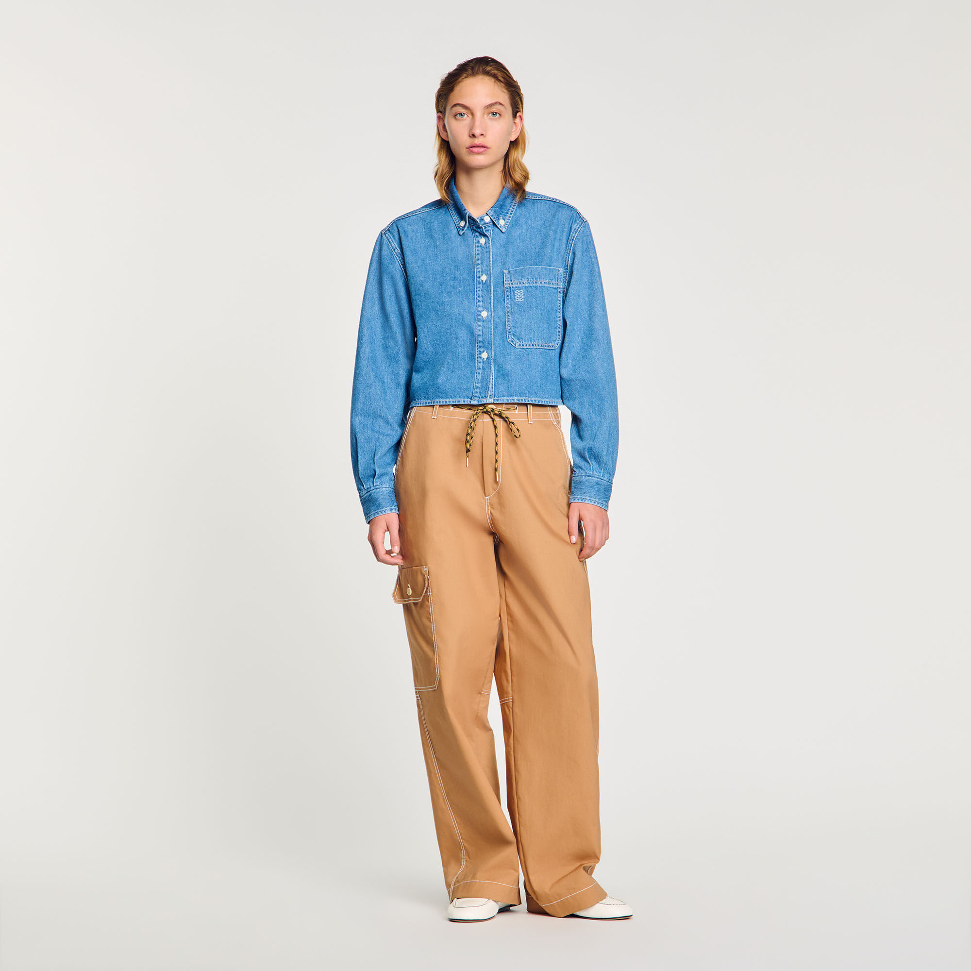 Denim kort skjorta