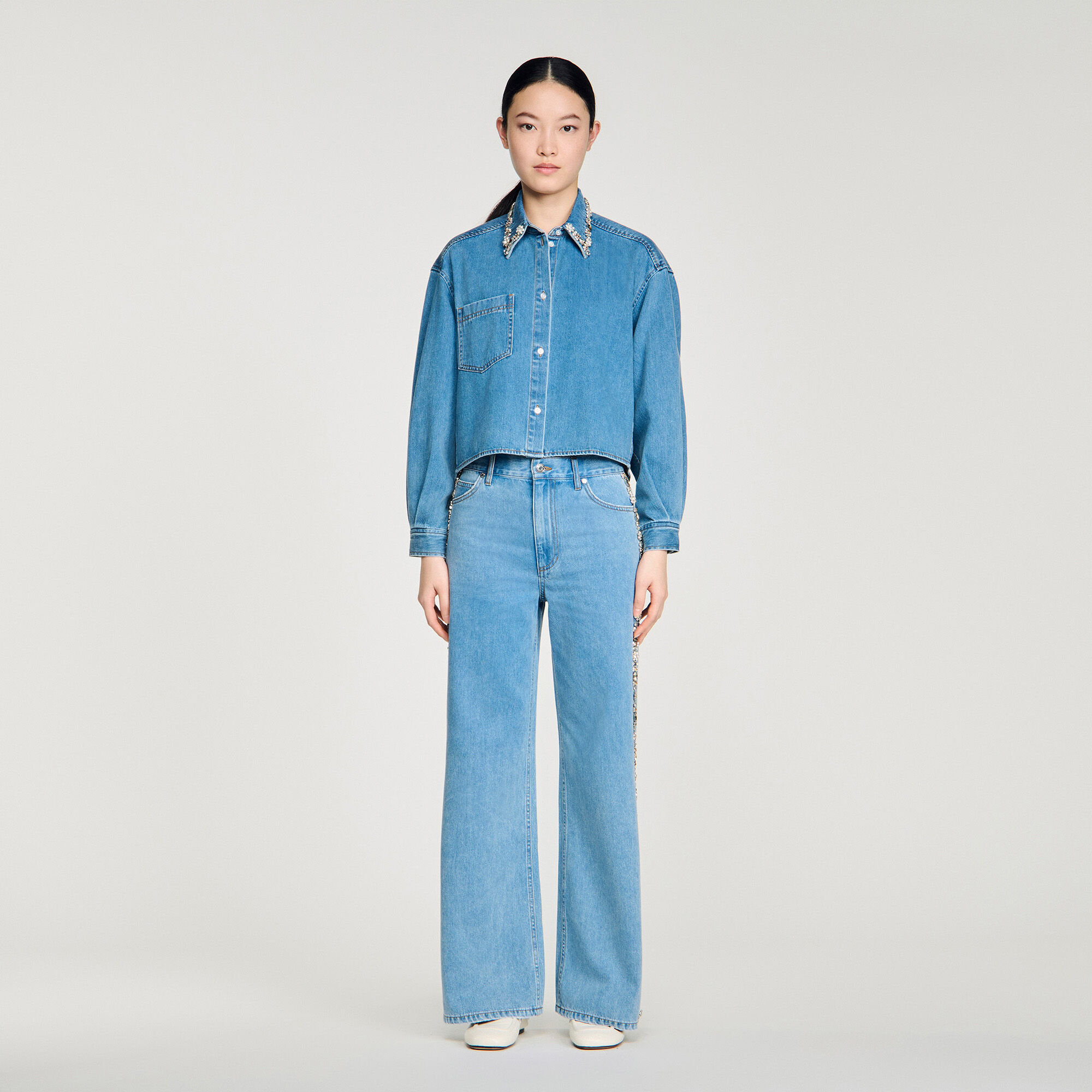 Denimshirt med strass