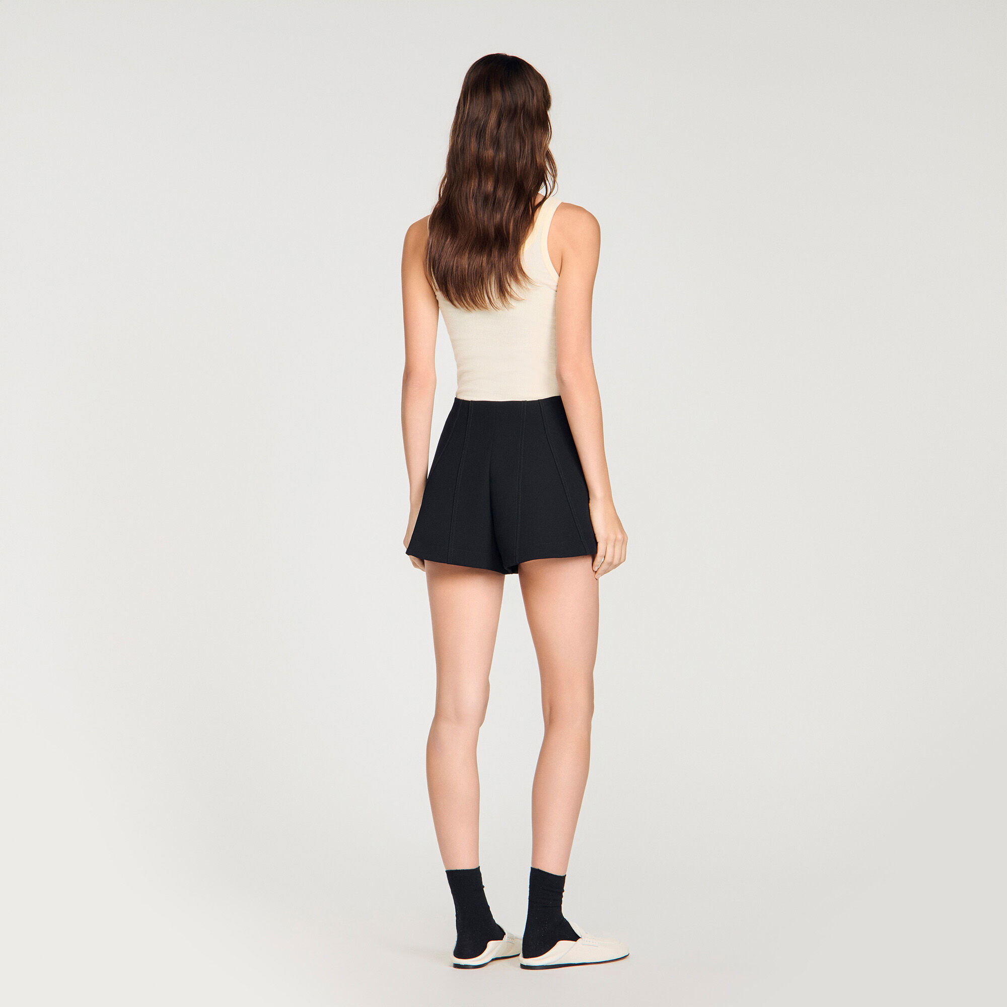 Tryckknäppade flared shorts