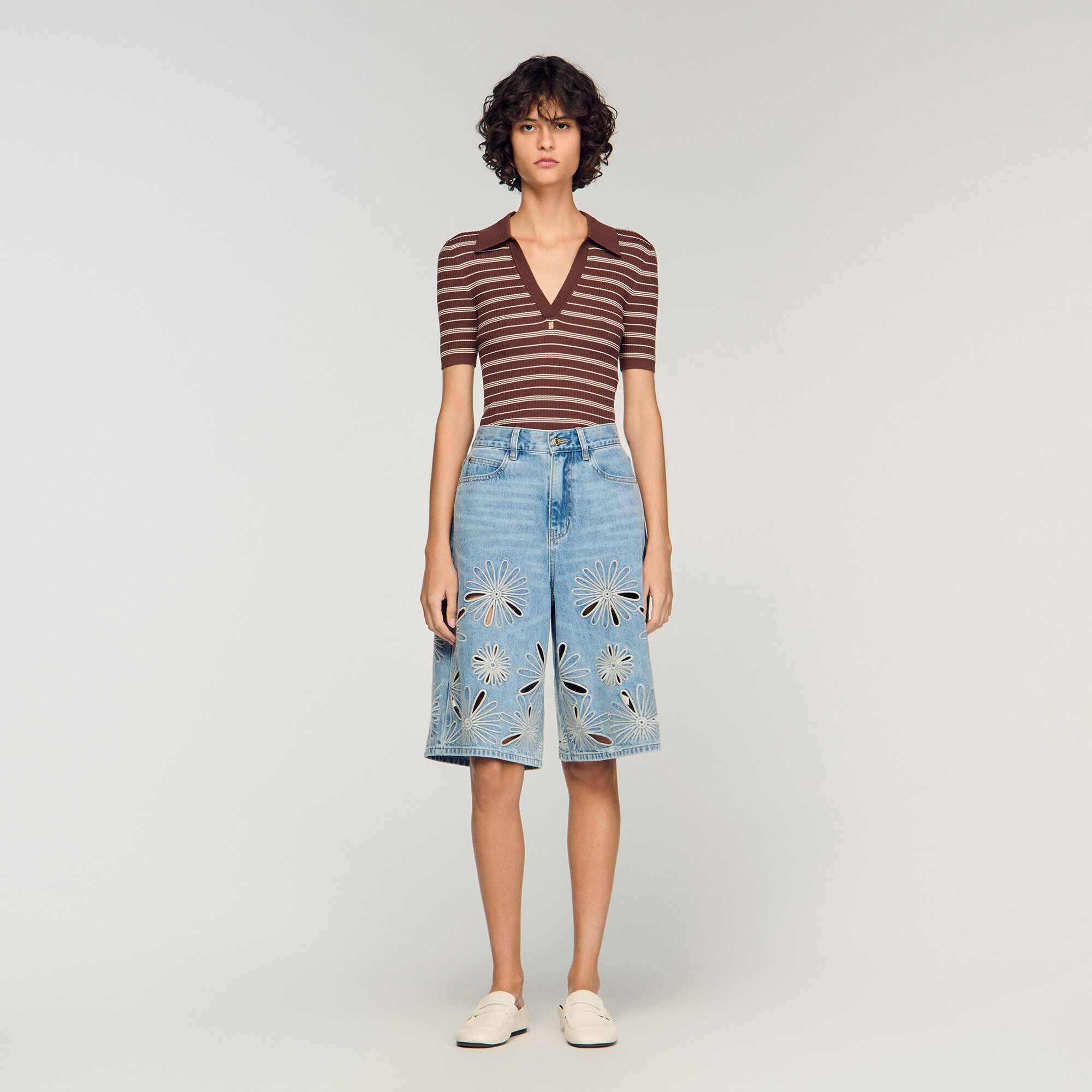Broderade Bermudashorts