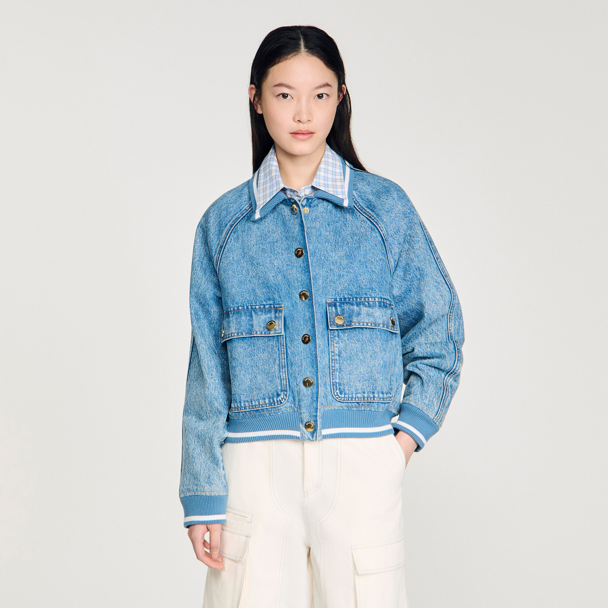 Ribkantad denimjacka