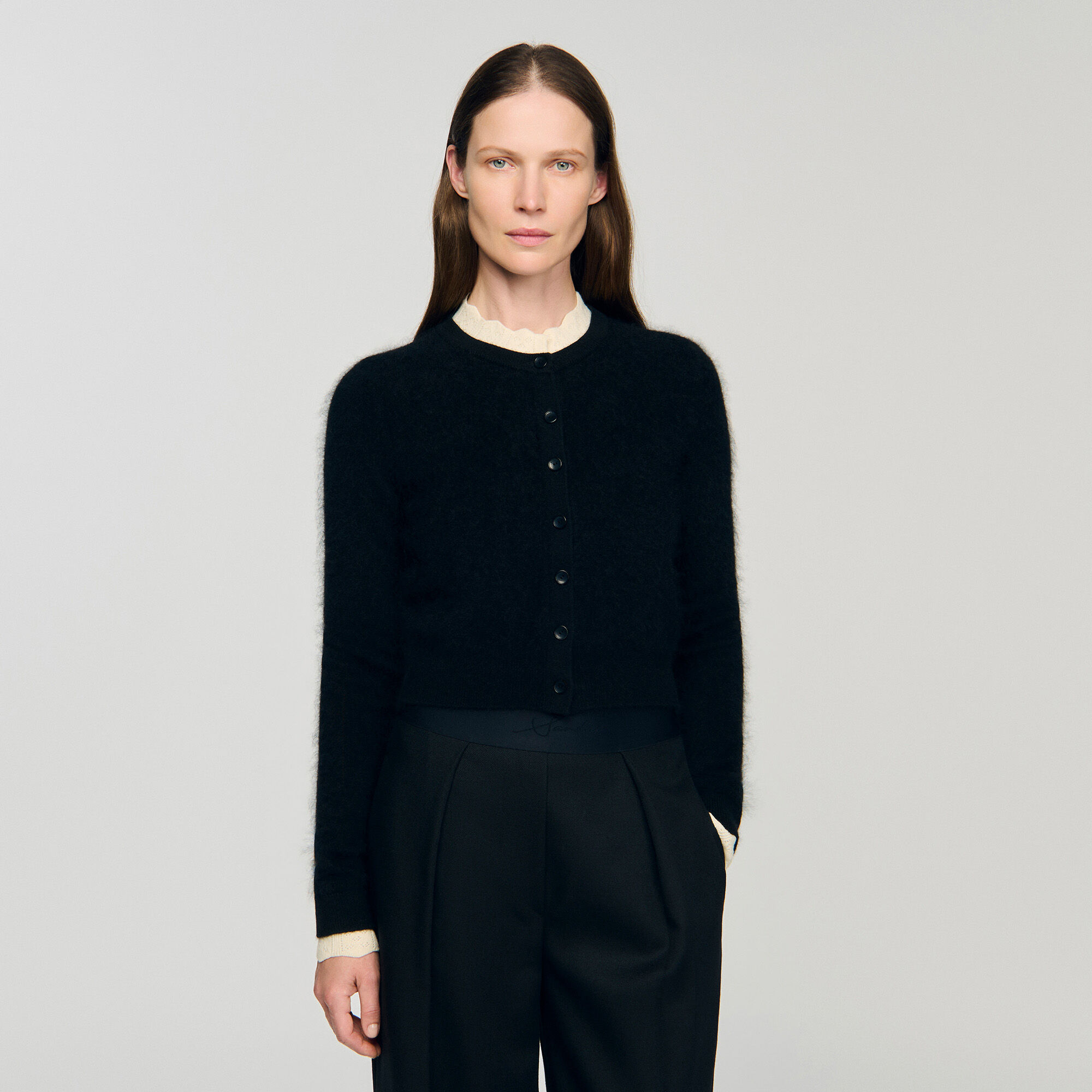 Pointellekragen cardigan
