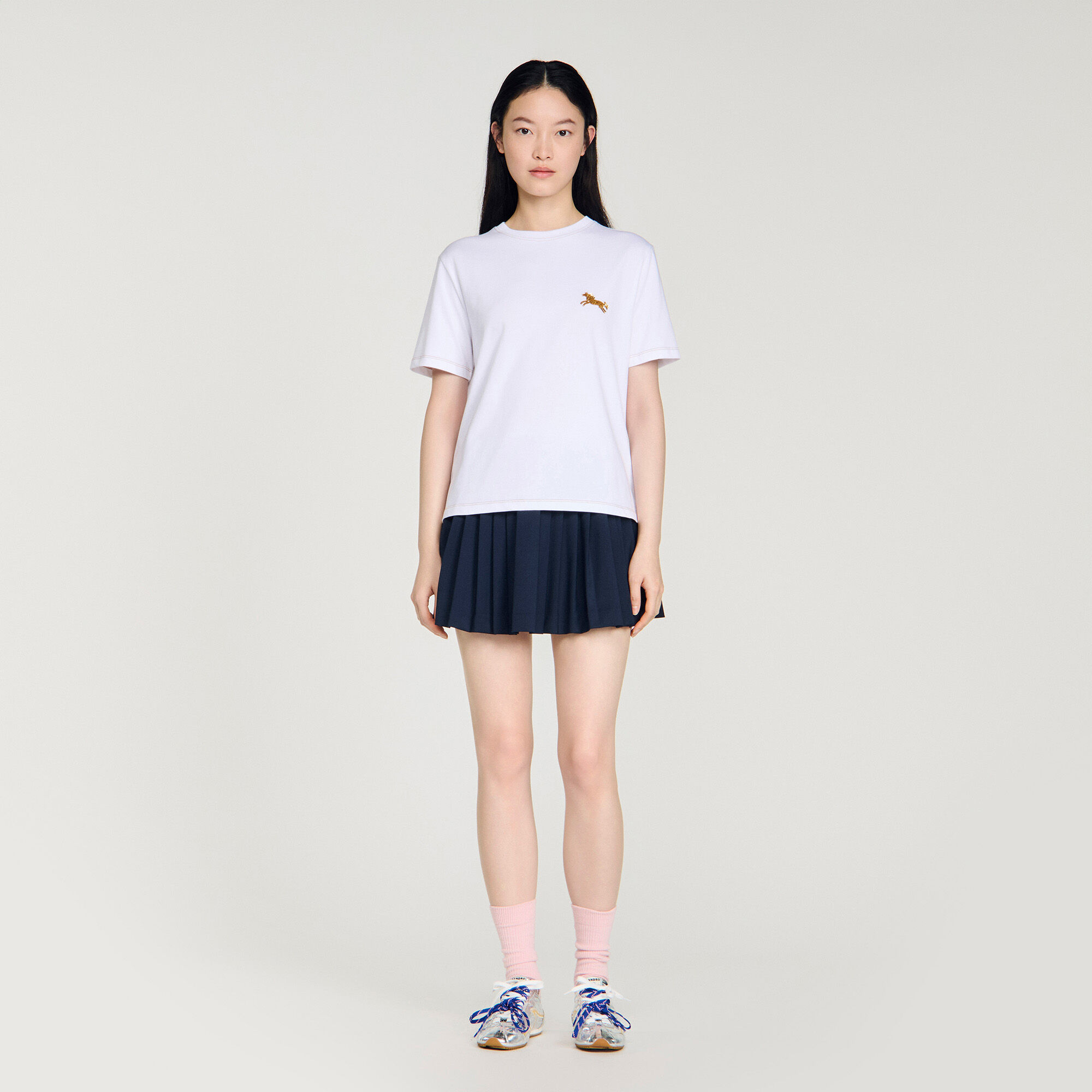 Cotton-T-shirt med häststickning