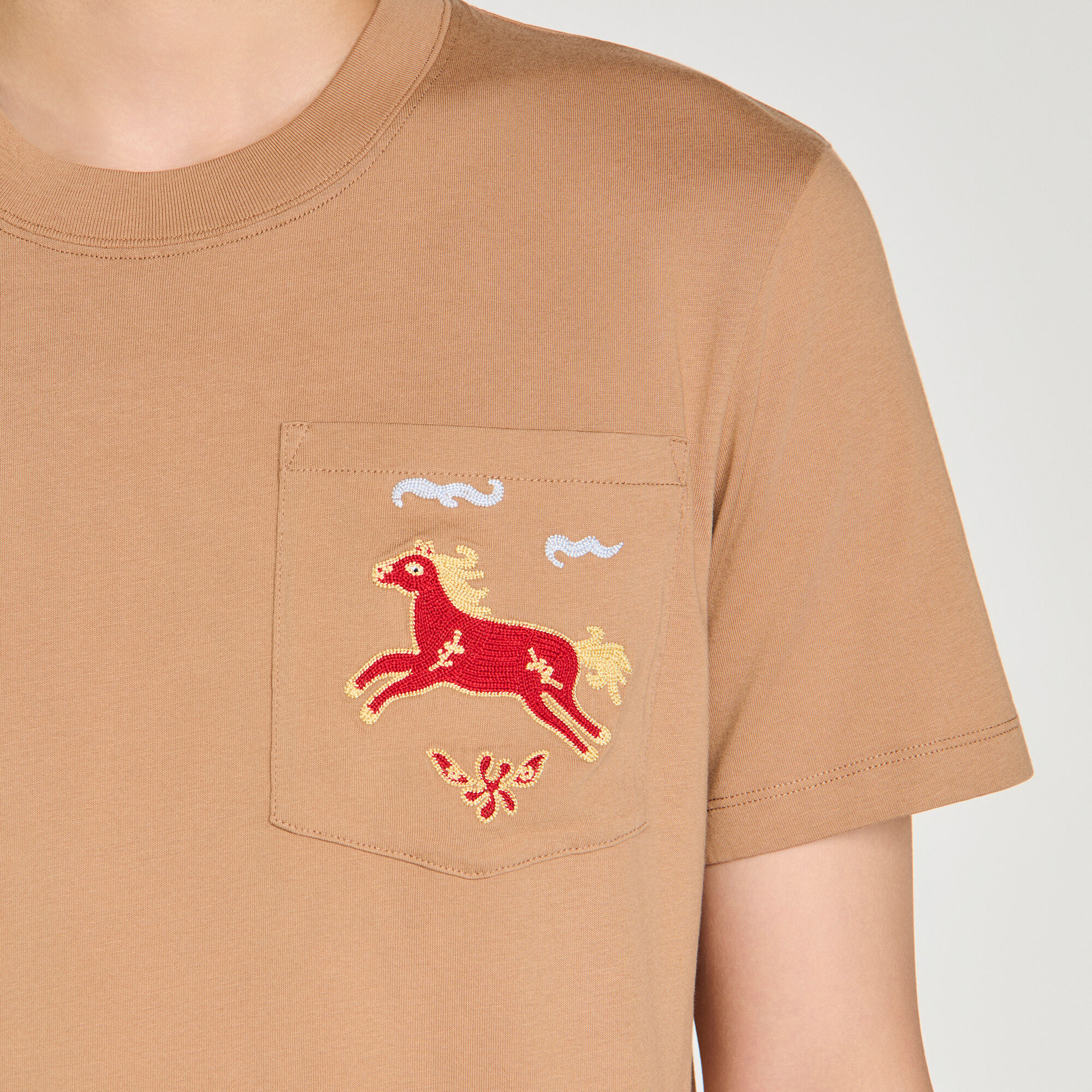 Stickad häst bomull T-shirt