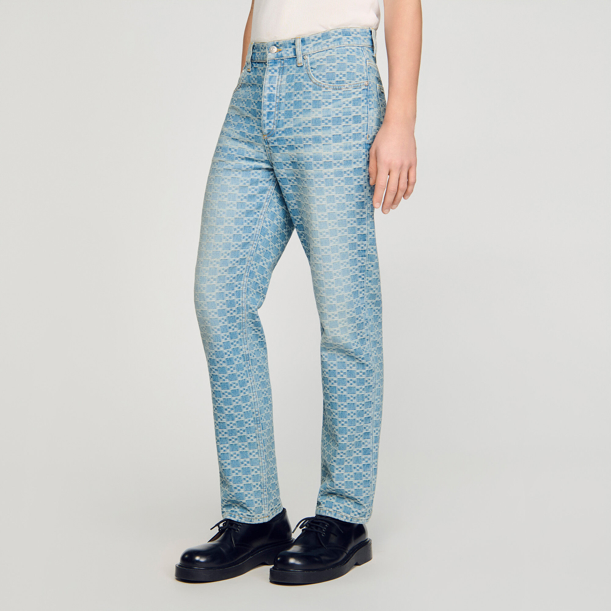 Regular-fit kvadratisk kors jeans