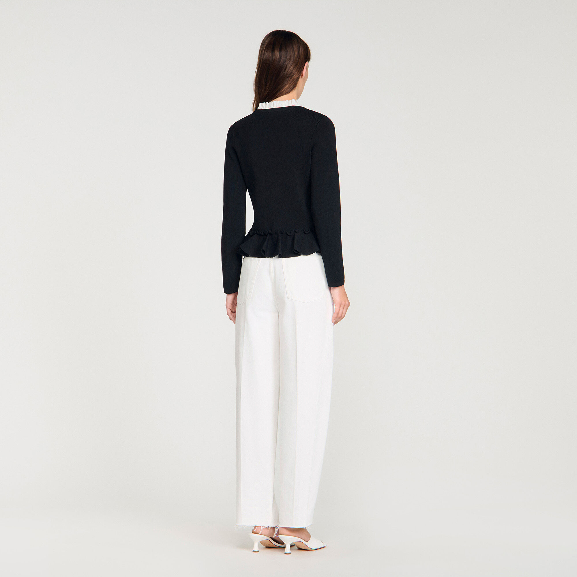 Avtagbar krage peplum-kardigan
