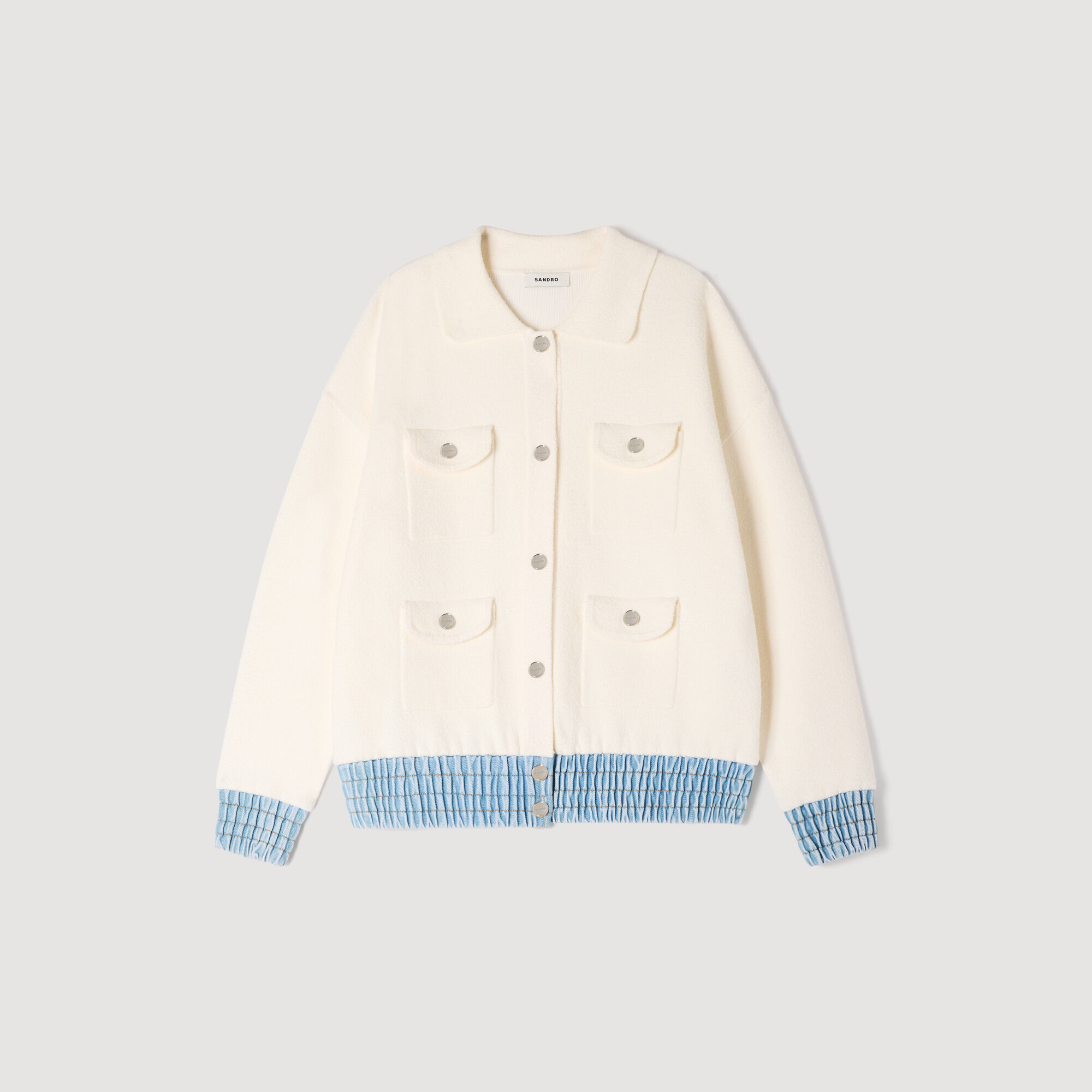 Kardigan med jeansdetaljer
