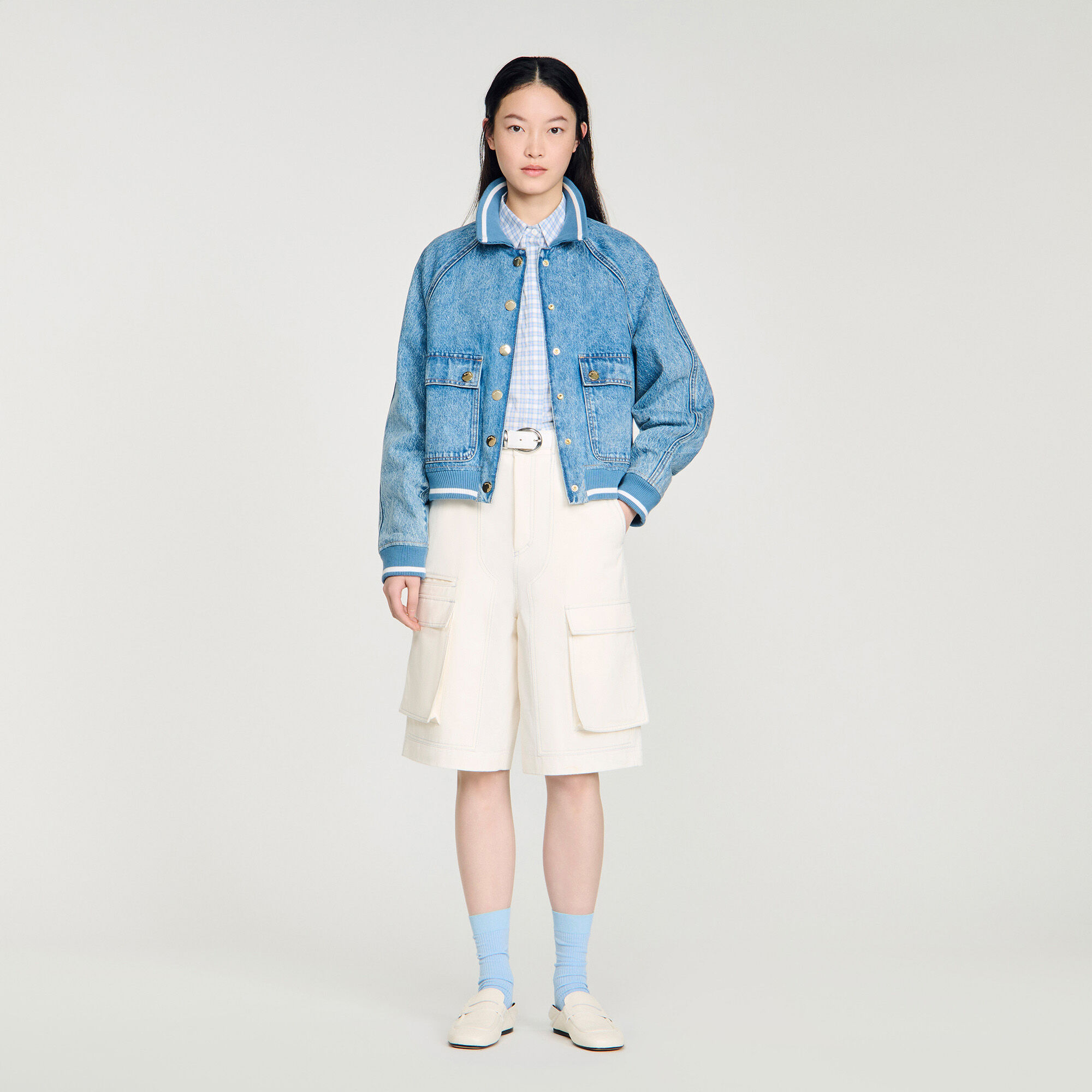 Ribkantad denimjacka