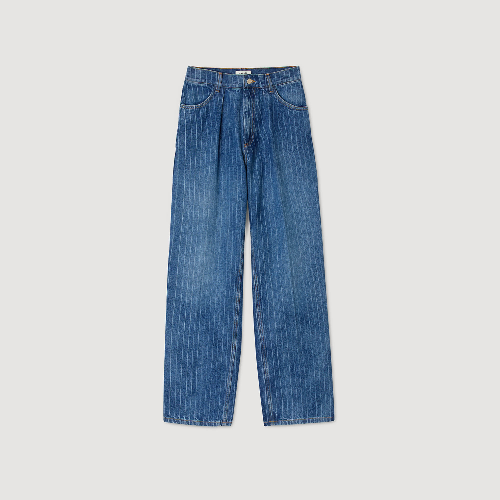 Breddbeniga pinstriped jeans