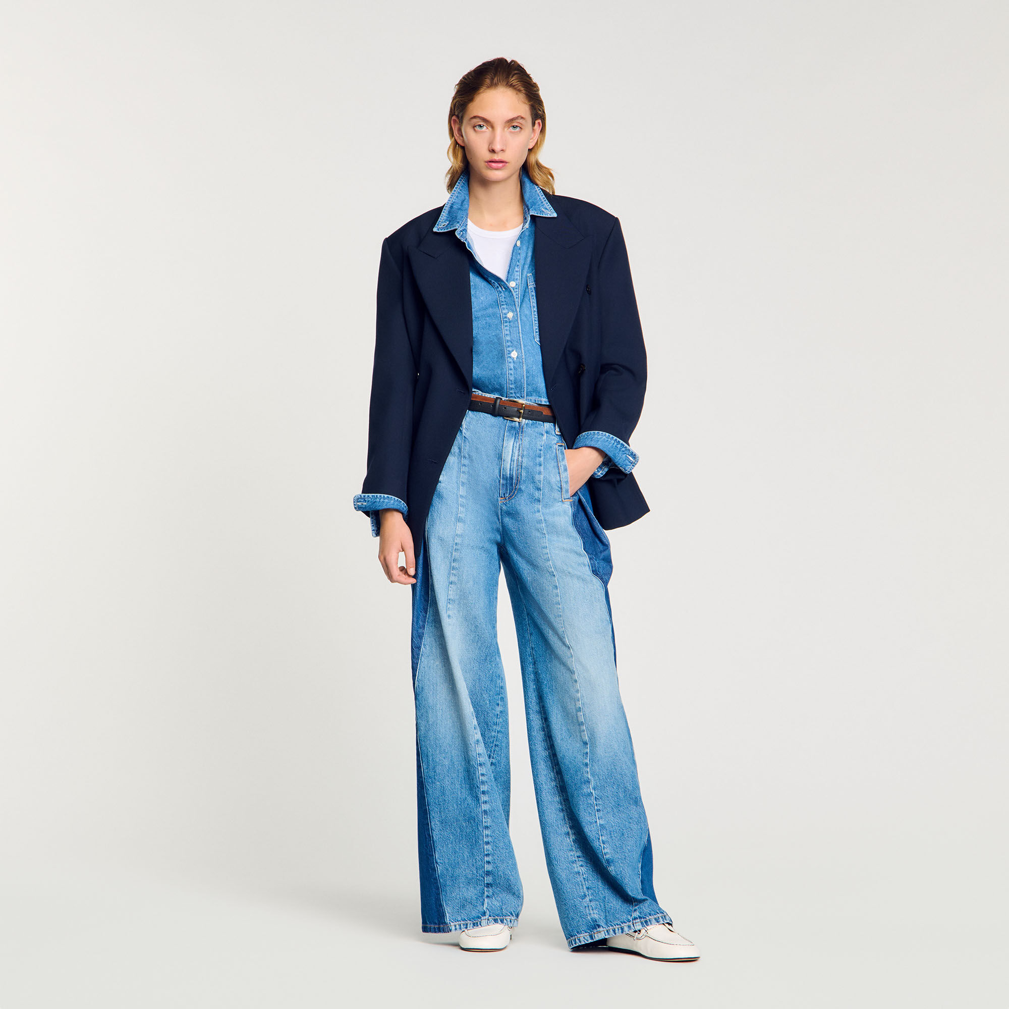 Jeans med kontrasterande paneler