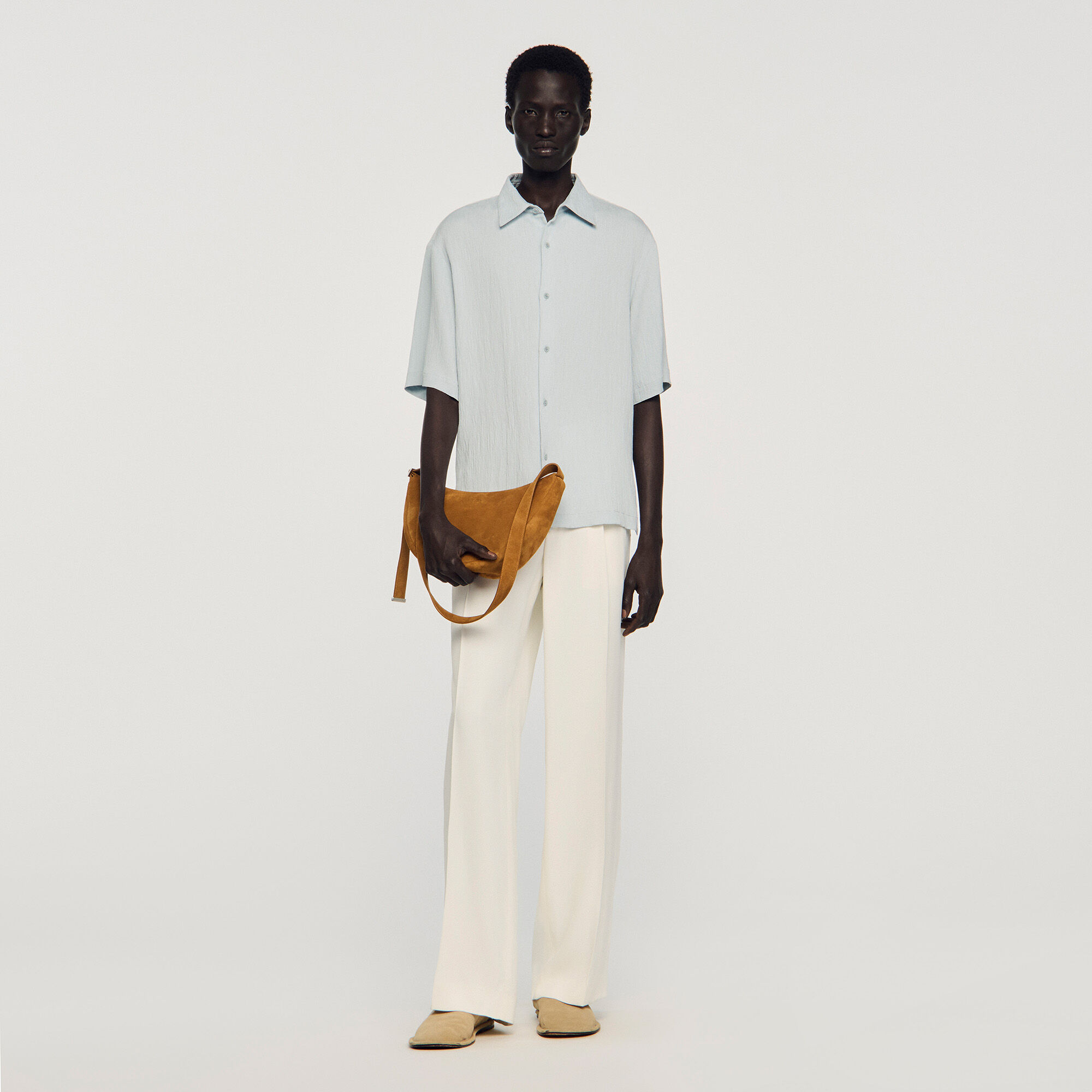 Liten zippad split leather hobo
