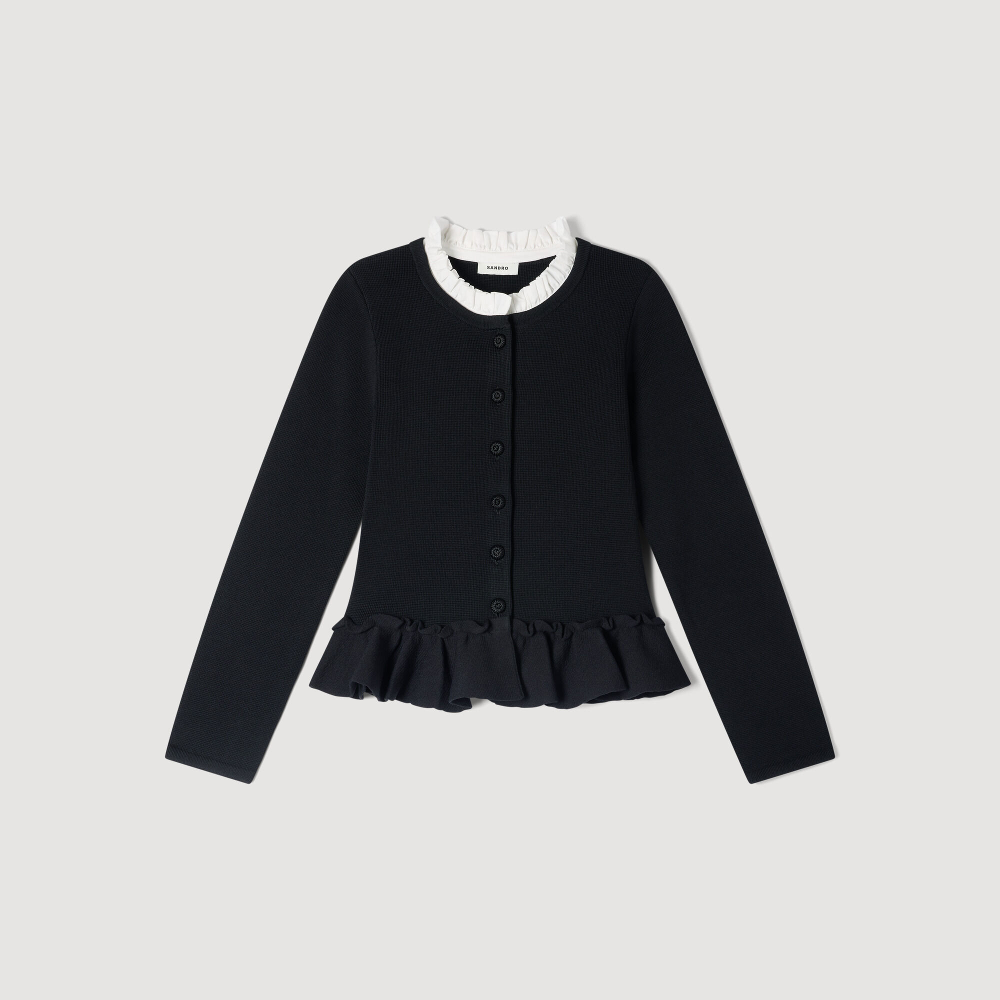 Avtagbar krage peplum-kardigan