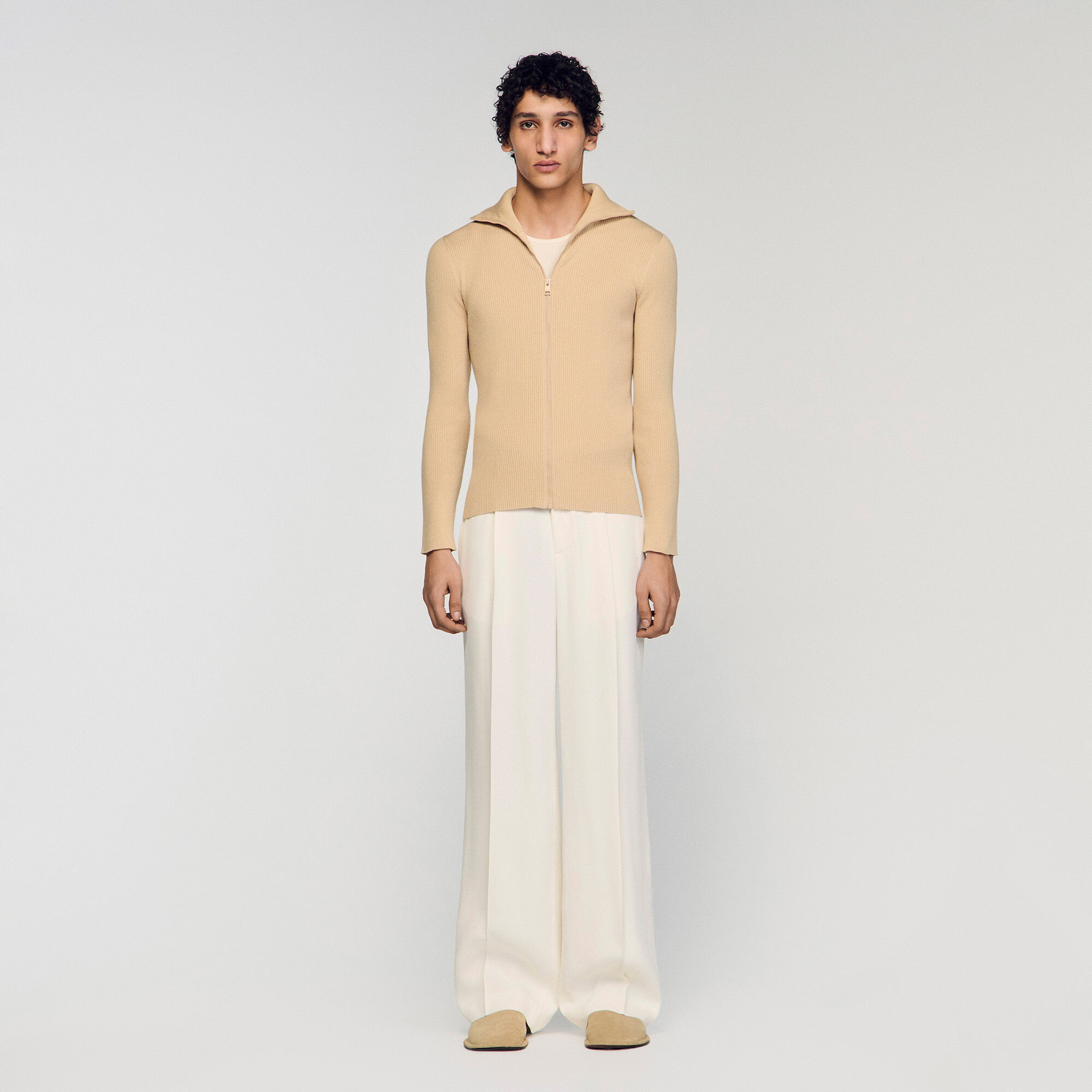 Dragskärms cardigan med stående kragen