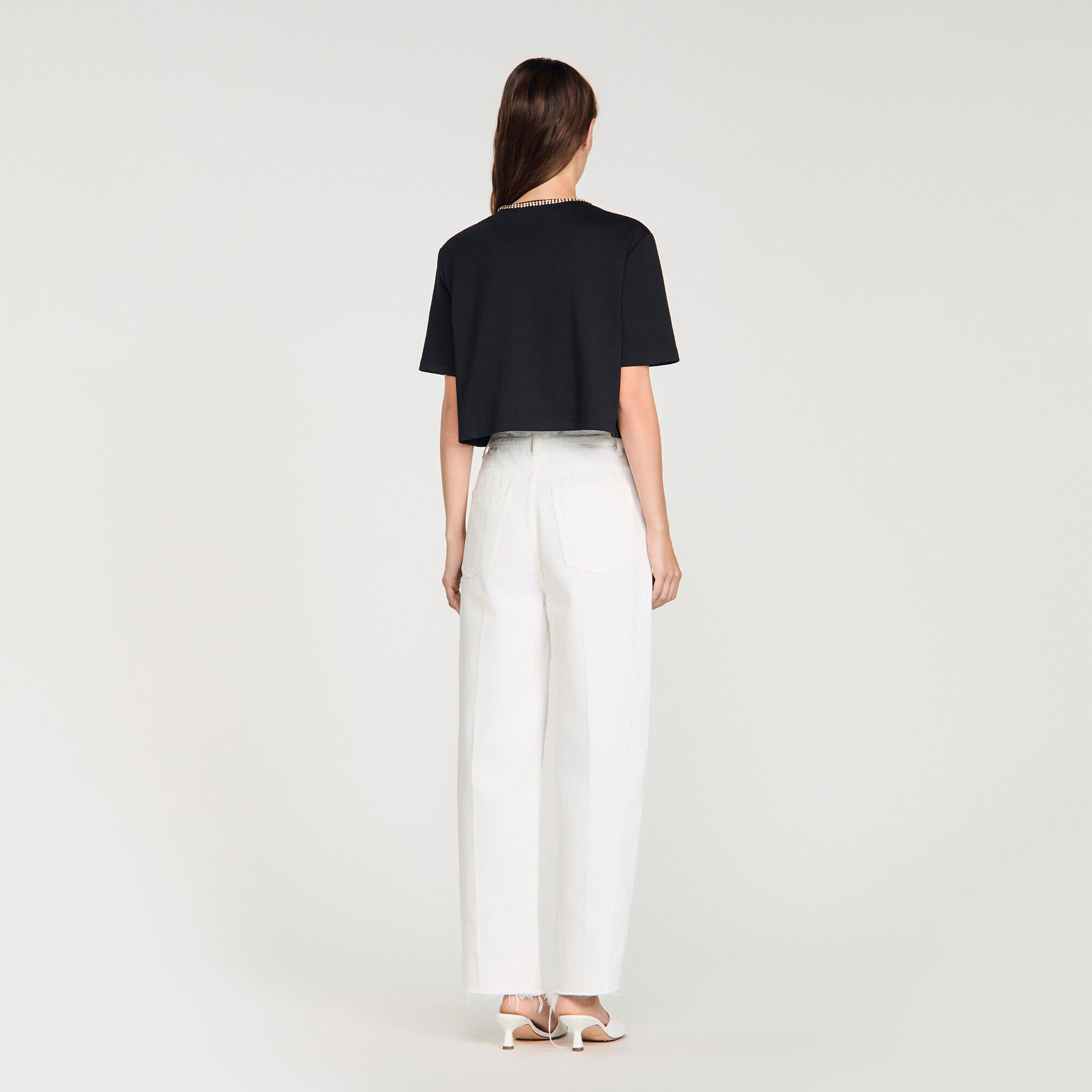 Sträckkantad T-shirt med strass