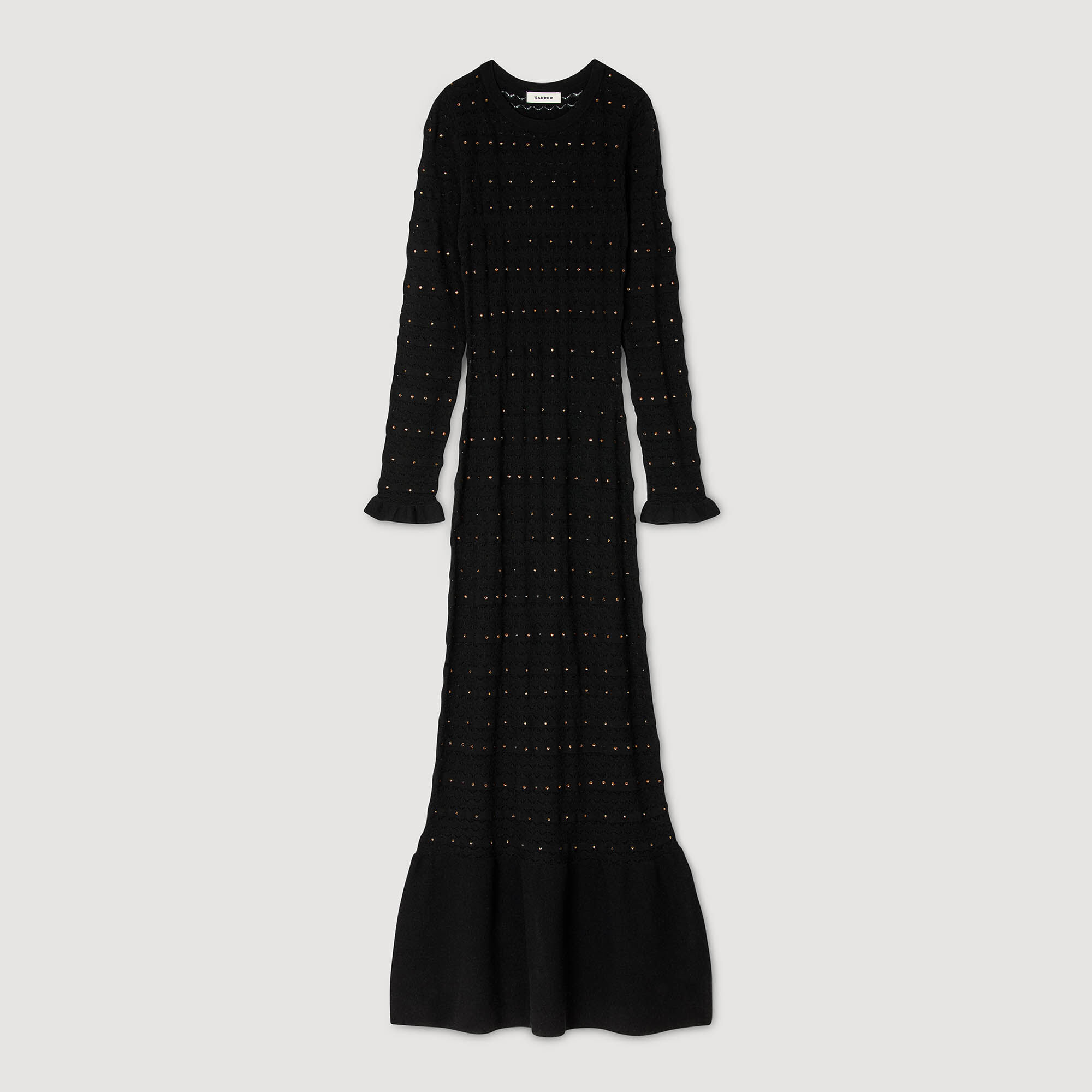 Strassstickad tröja maxi dress