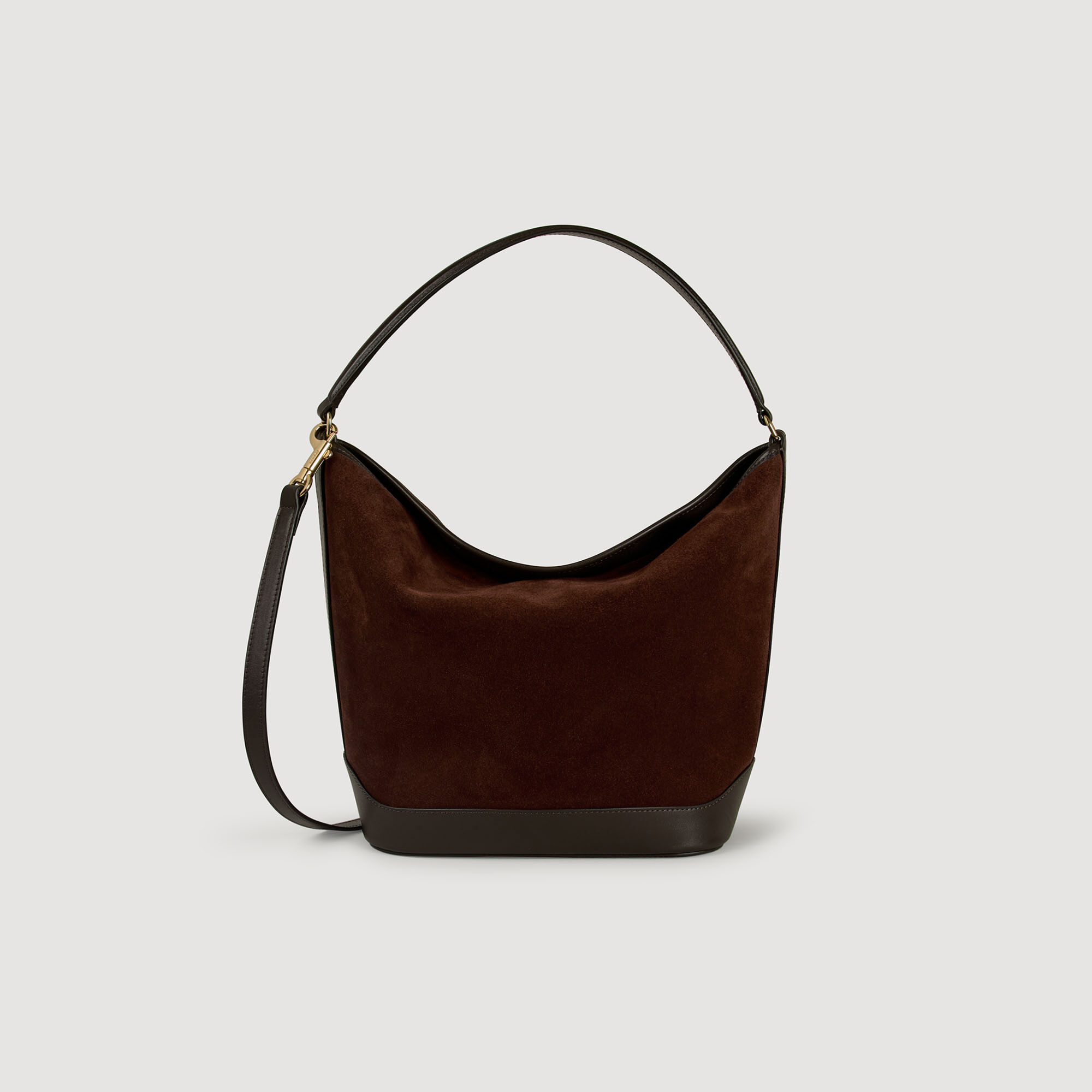 Tangoso suede- och läderbucketbag