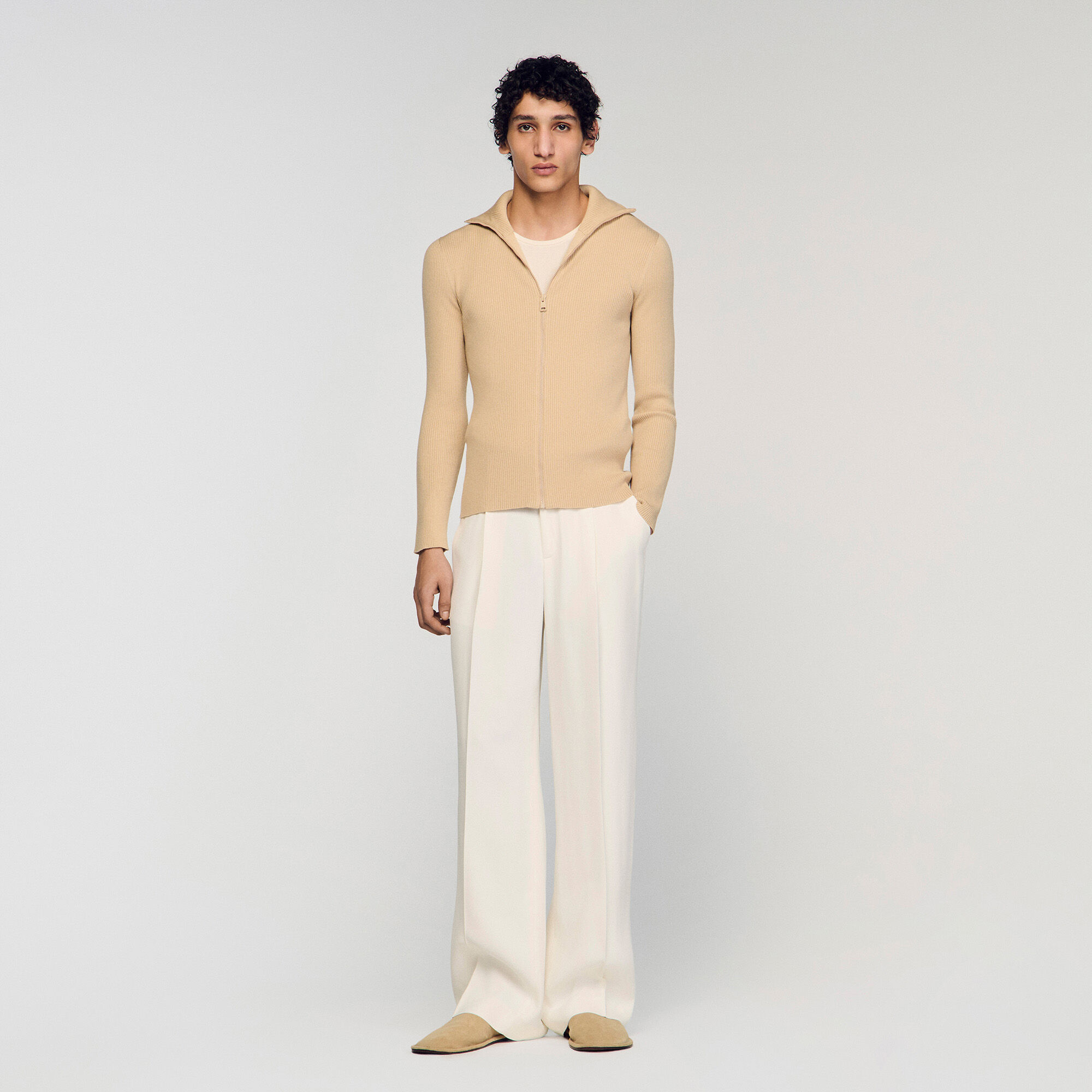 Dragskärms cardigan med stående kragen