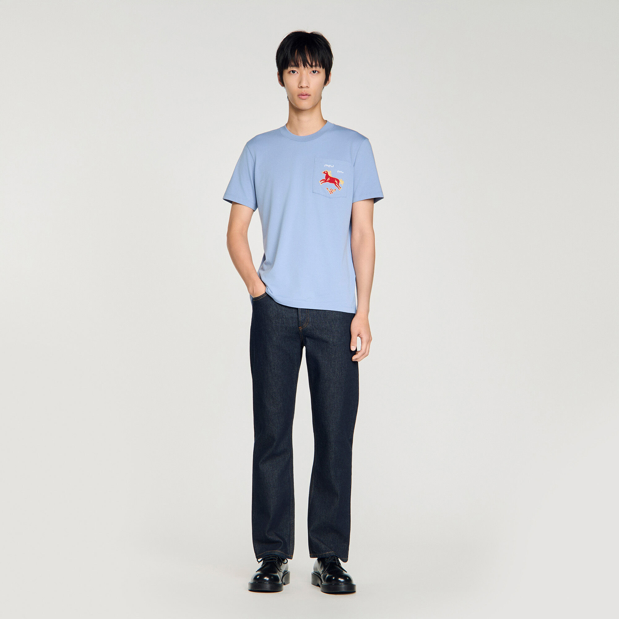 Stickad häst bomull T-shirt