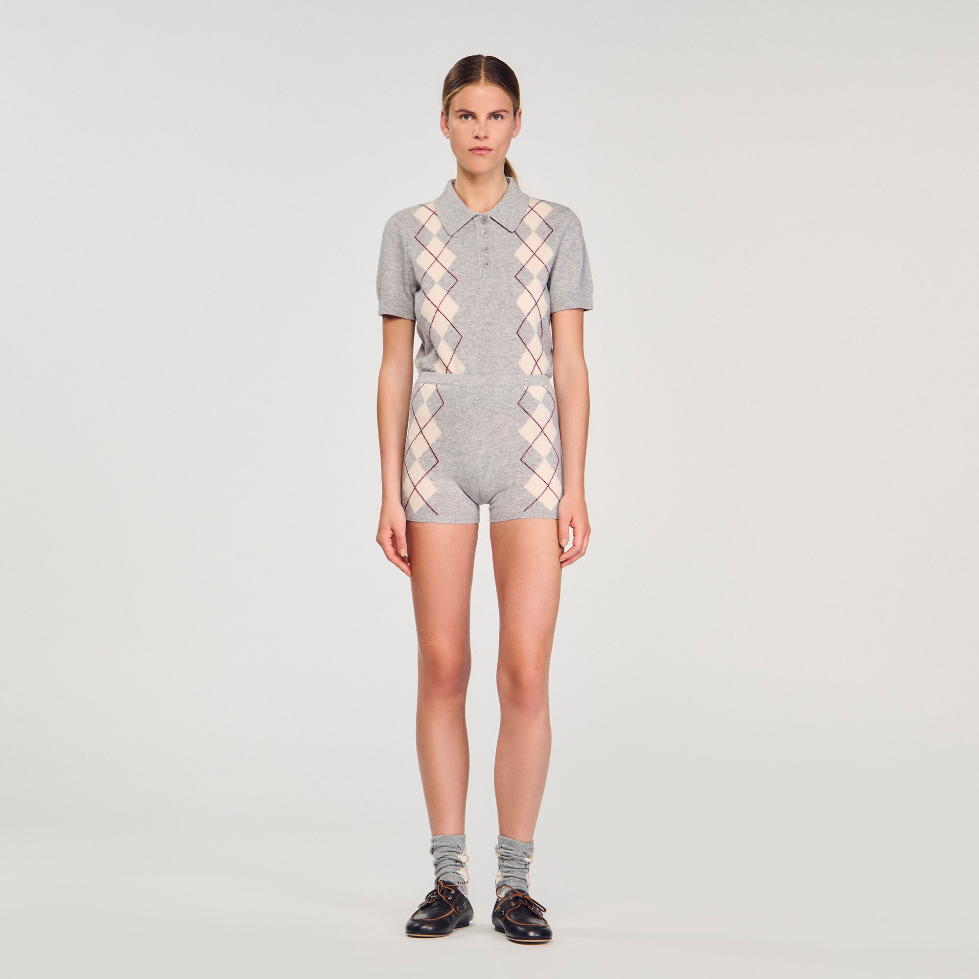 Diamentmönstrad tröja shorts
