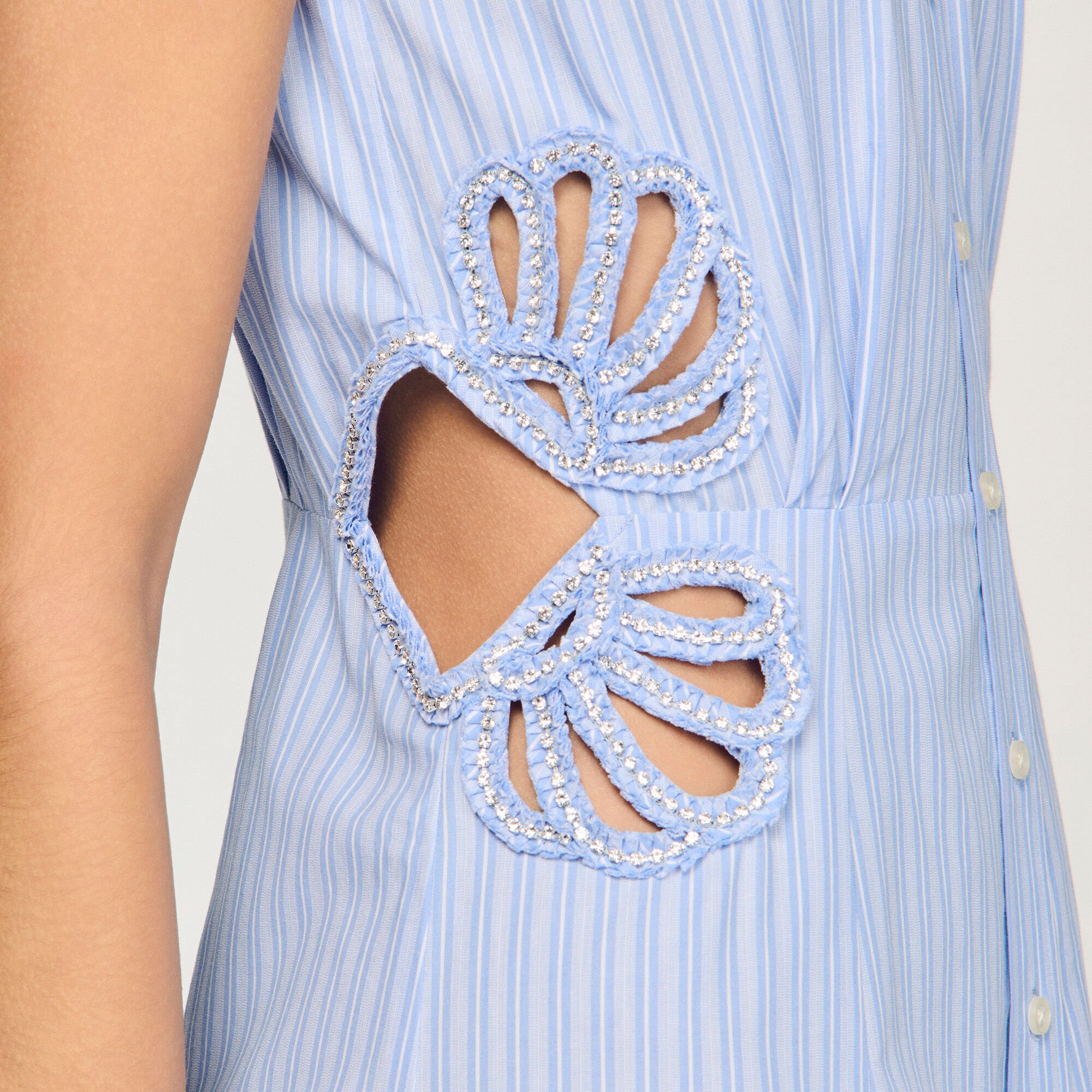 Streckad bomullsmid dress