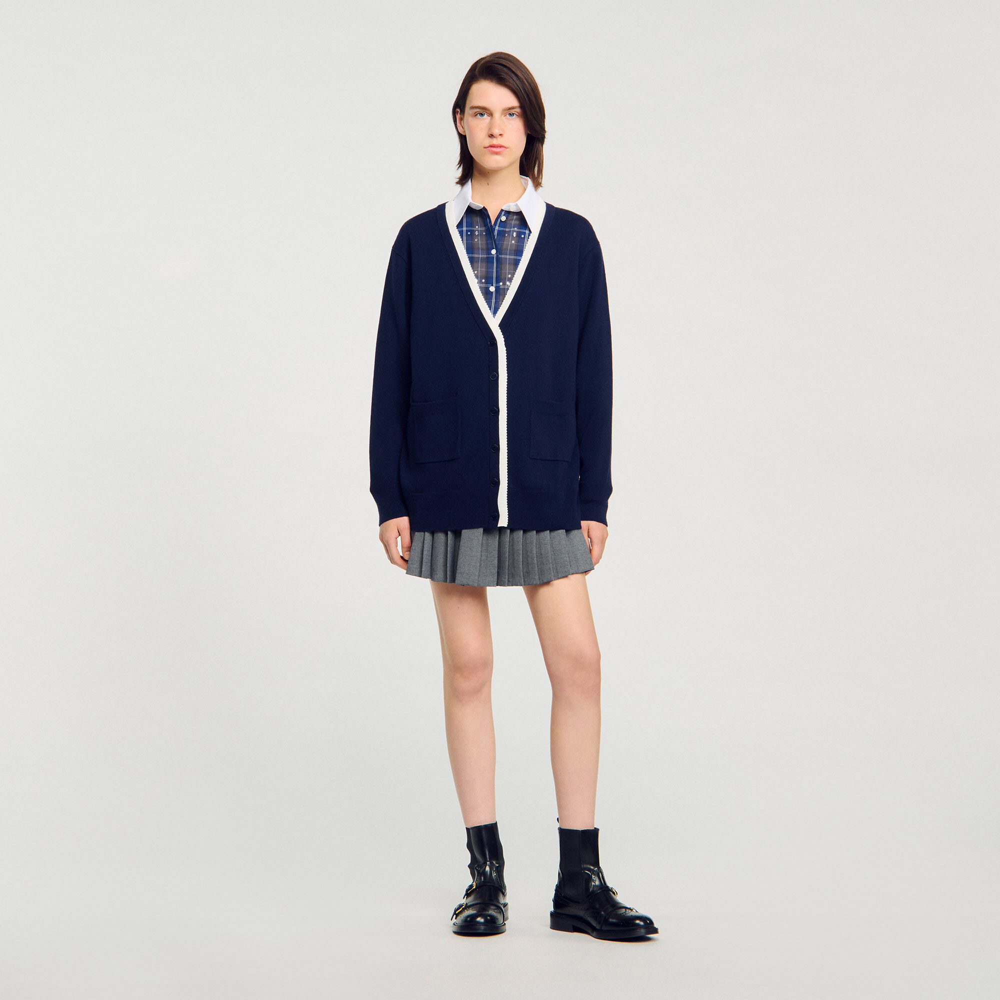 Lång tvåtonad cardigan
