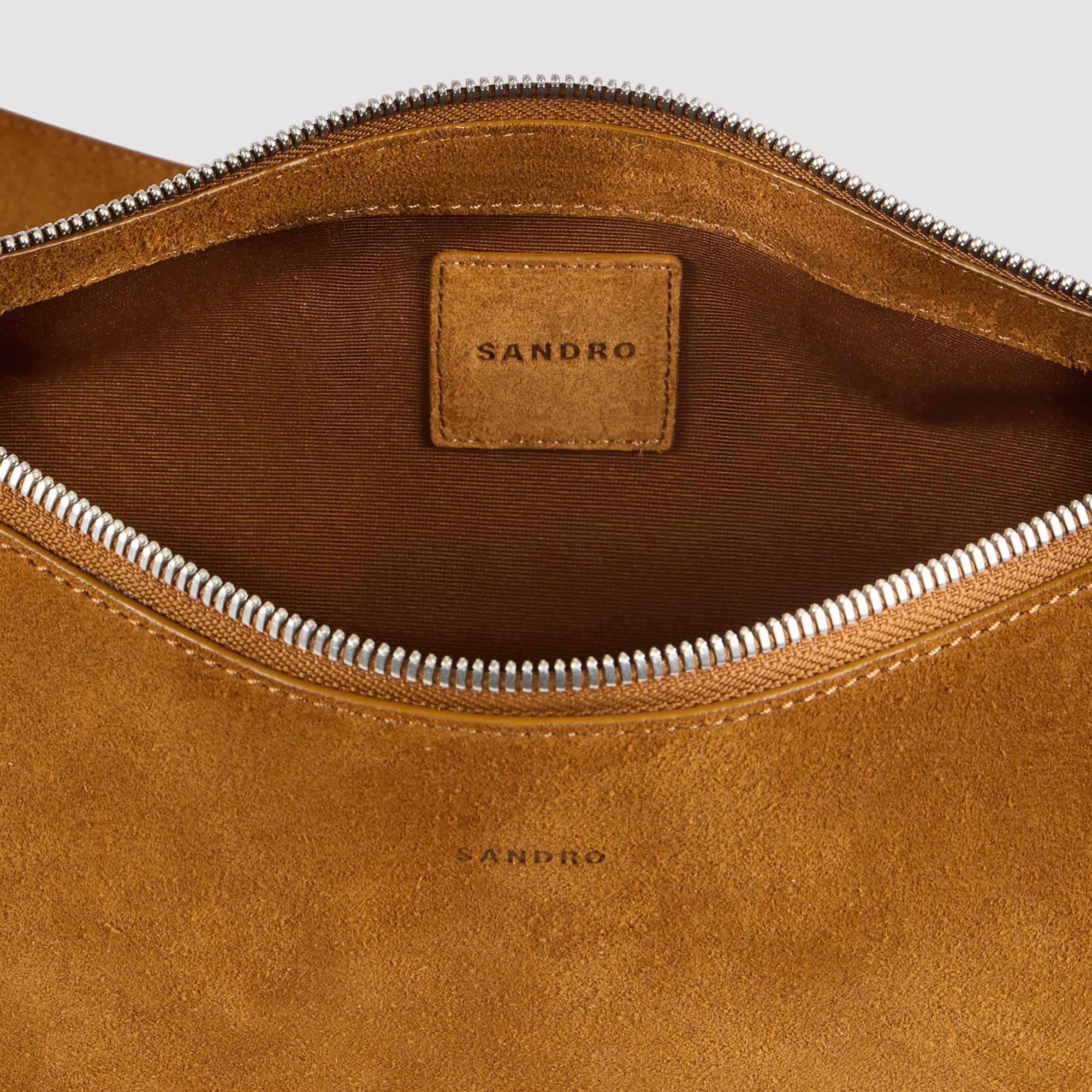 Liten zippad split leather hobo