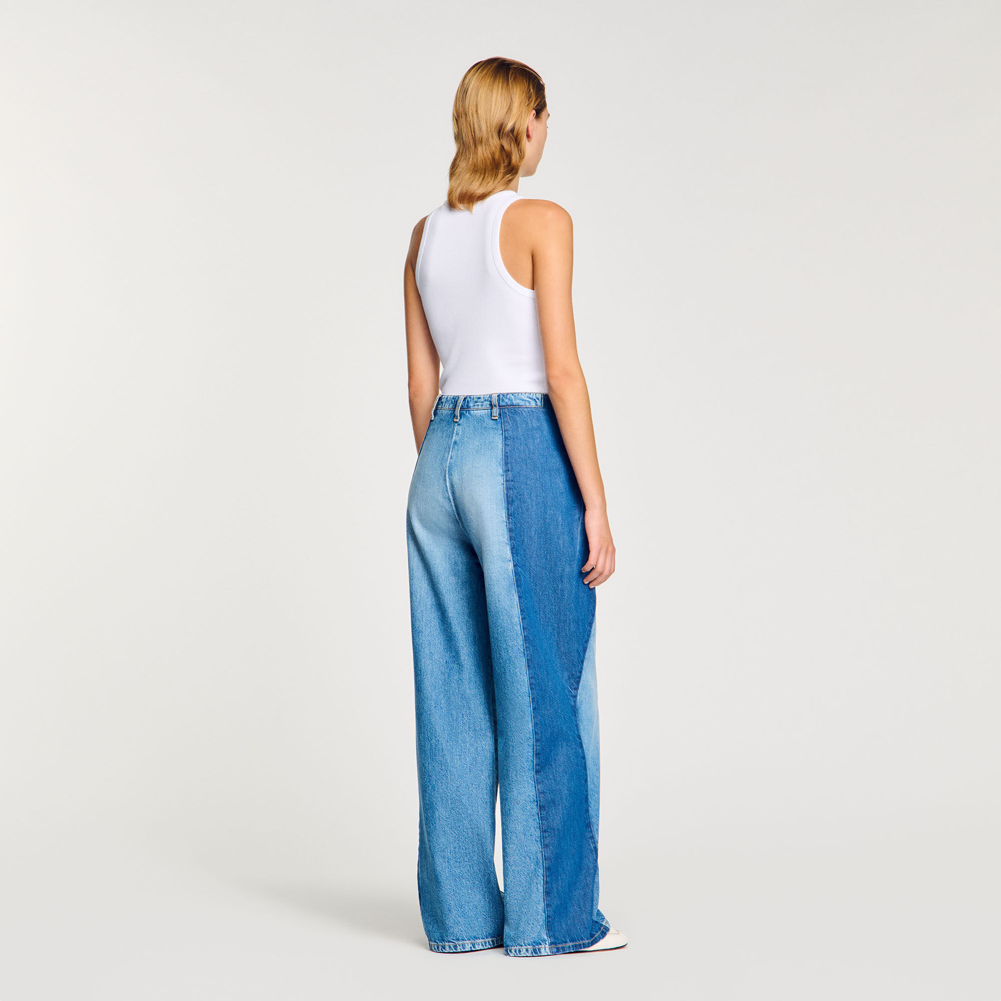 Jeans med kontrasterande paneler