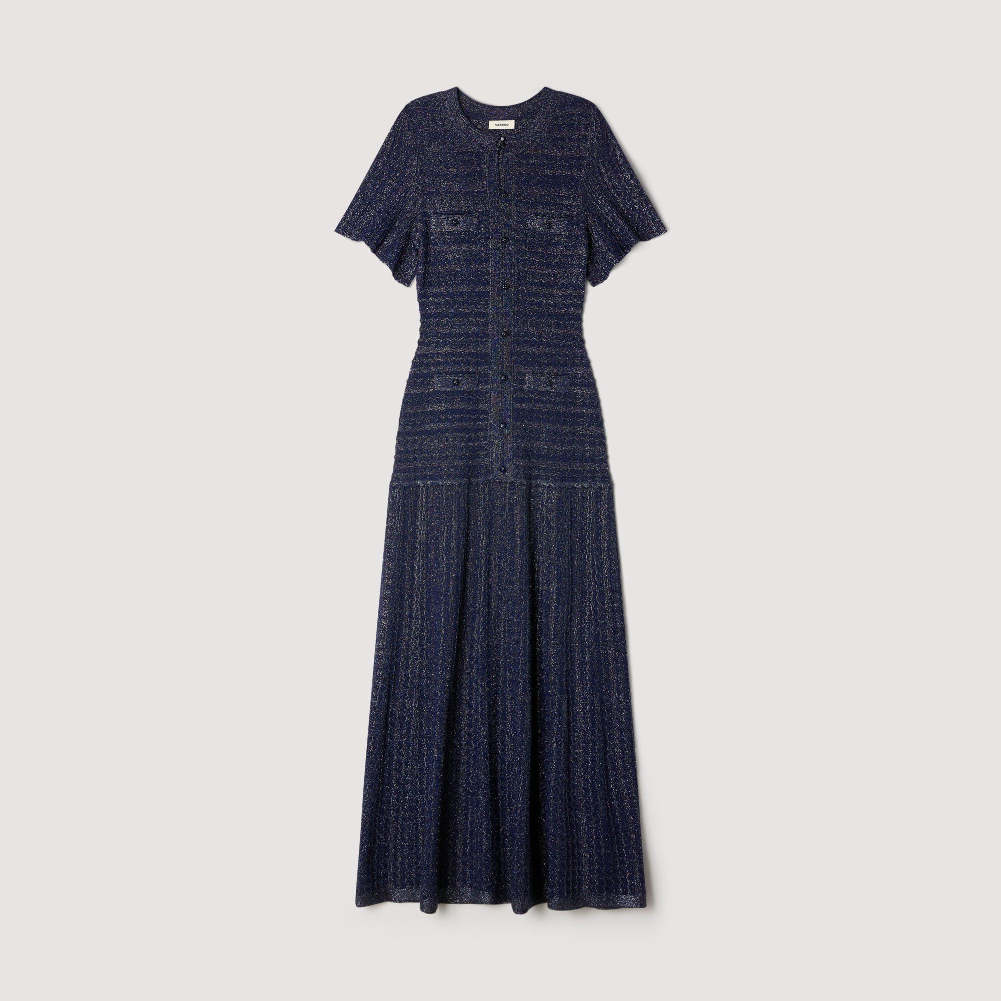 Strassstickad tröja maxi dress