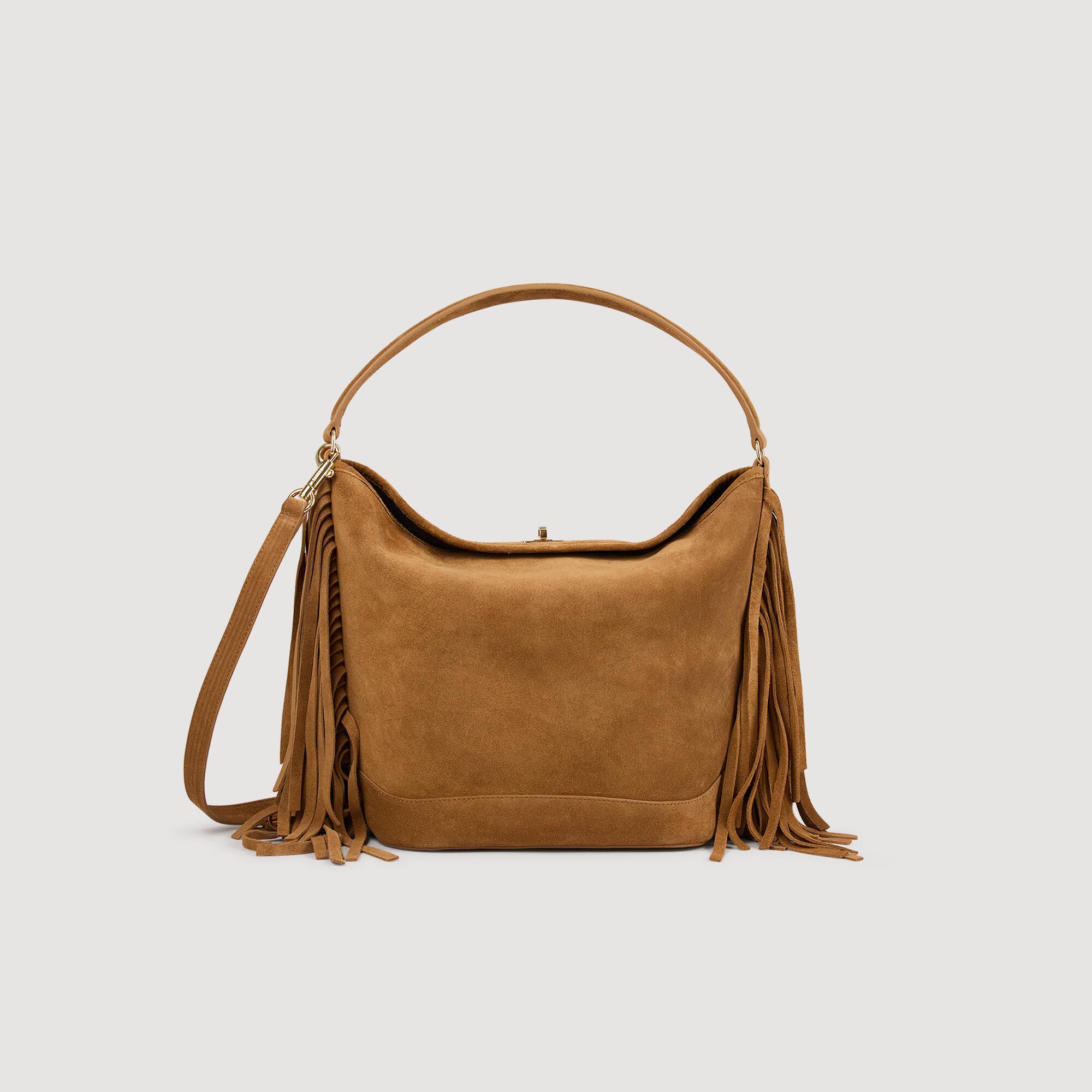 TANGOSO randig läderbucketbag